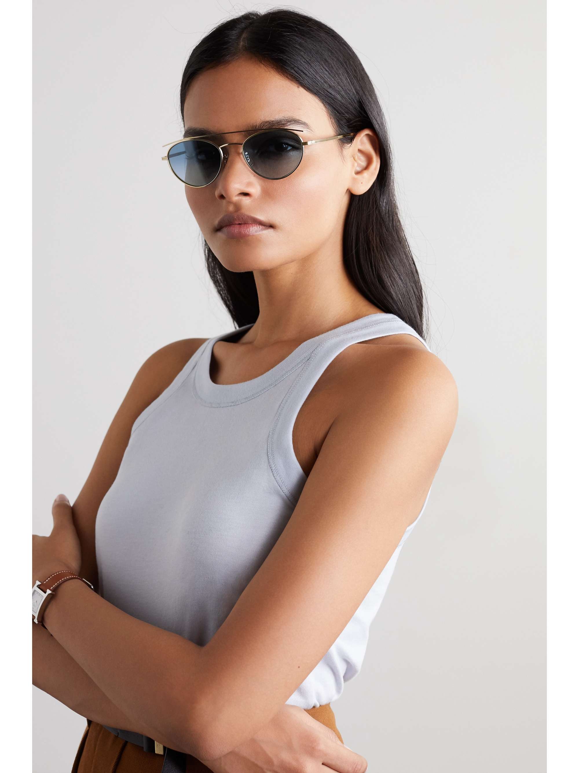 THE ROW + Oliver Peoples Hightree round-frame gold-tone sunglasses