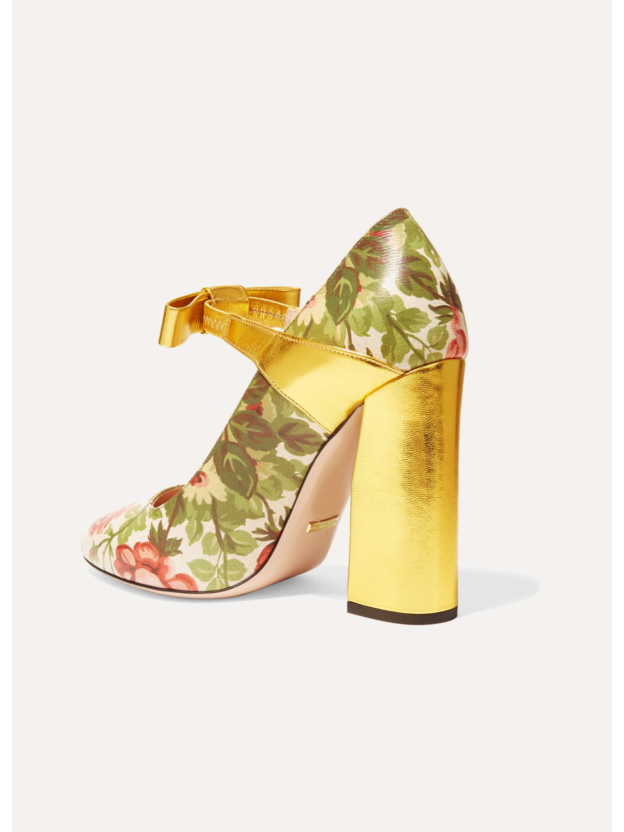 GUCCI FOR NET-A-PORTER Floral-print textured-leather pumps | NET-A-PORTER