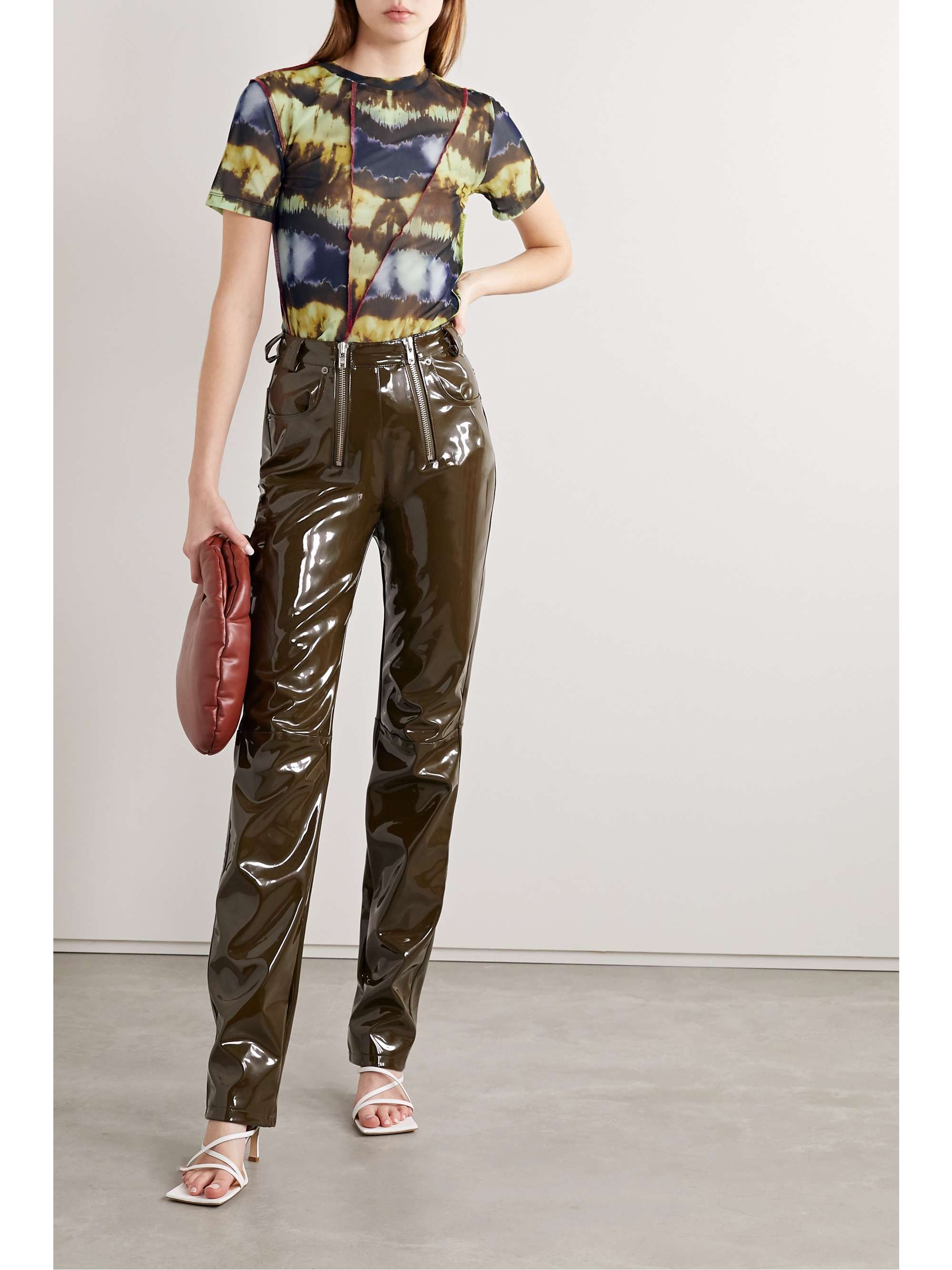 ANDERSSON BELL Paneled tie-dyed stretch-mesh T-shirt