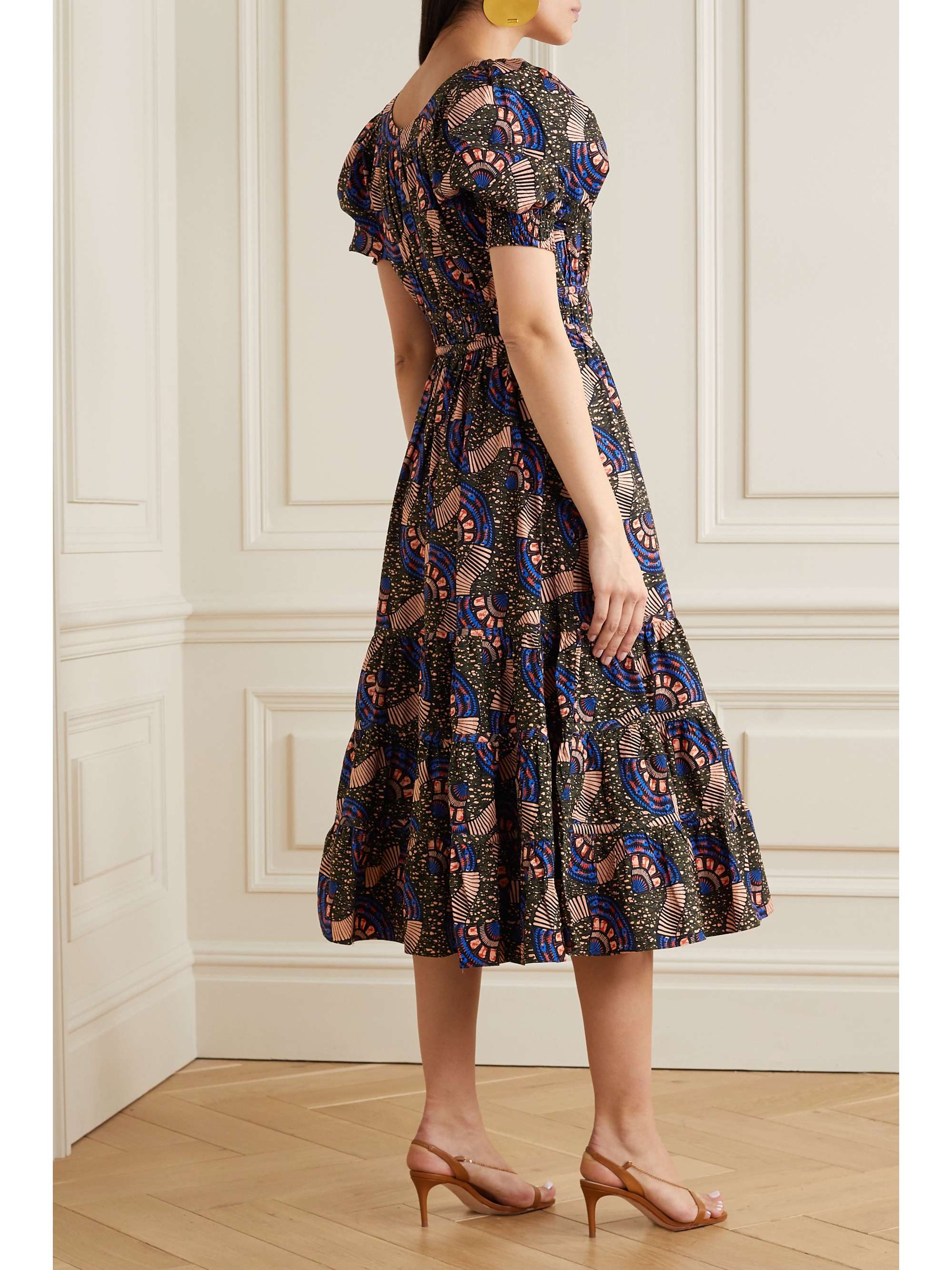 ULLA JOHNSON Juniper floral-print cotton-poplin midi dress