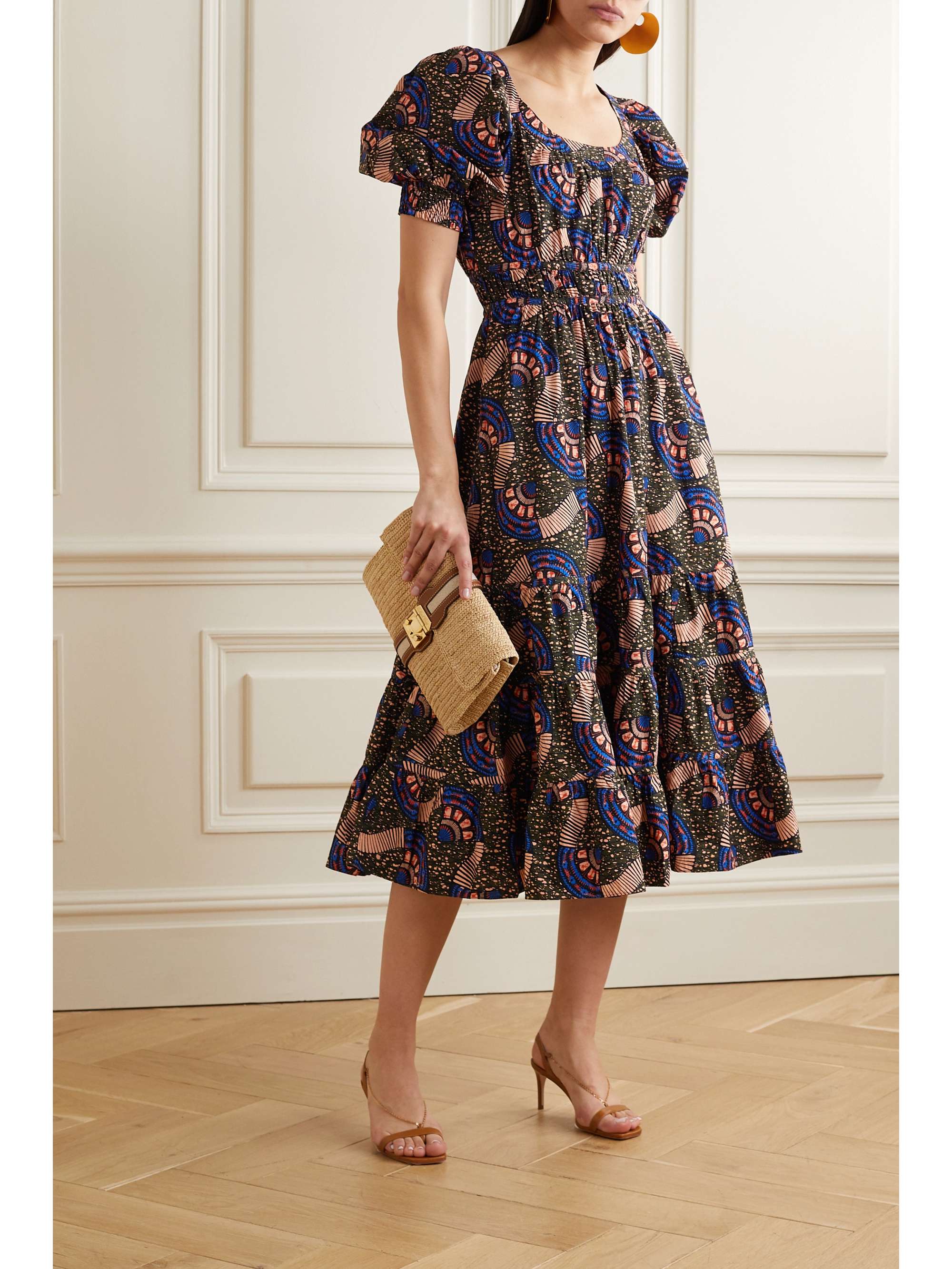 ULLA JOHNSON Juniper floral-print cotton-poplin midi dress