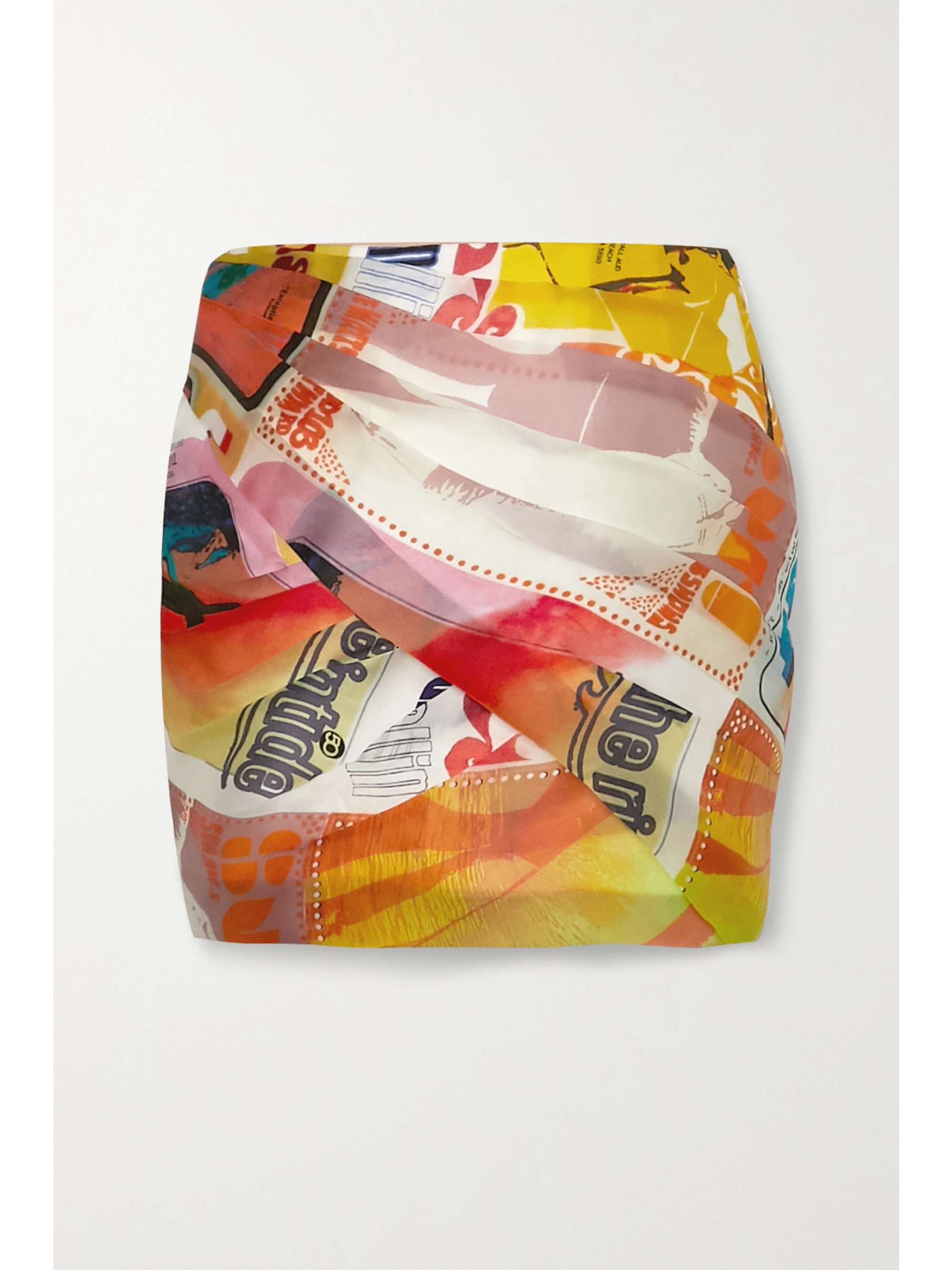 ZIMMERMANN Ruched printed wrap-effect silk-organza mini skirt