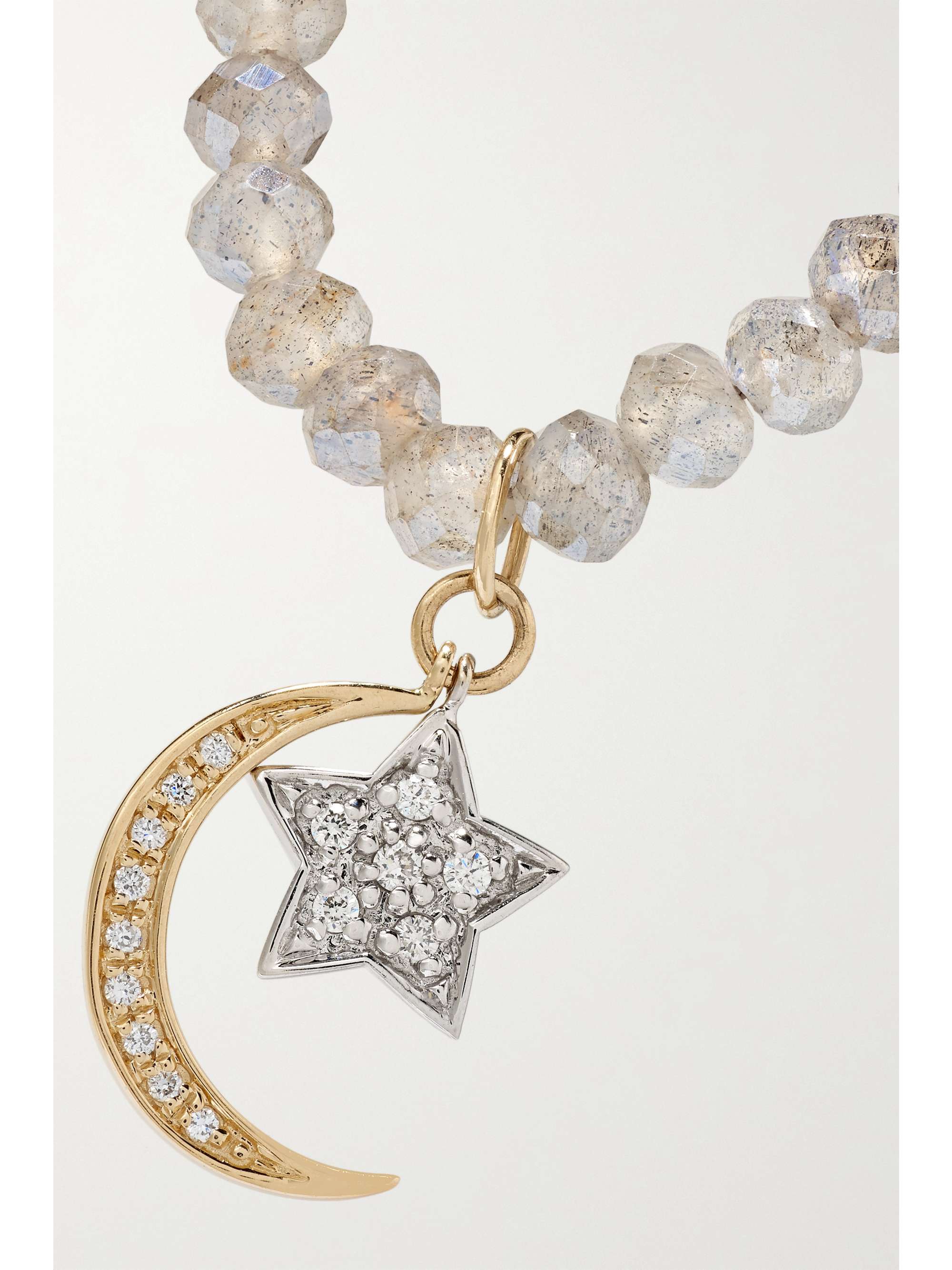 SYDNEY EVAN Star And Moon 14-karat yellow and white gold labradorite and diamond necklace
