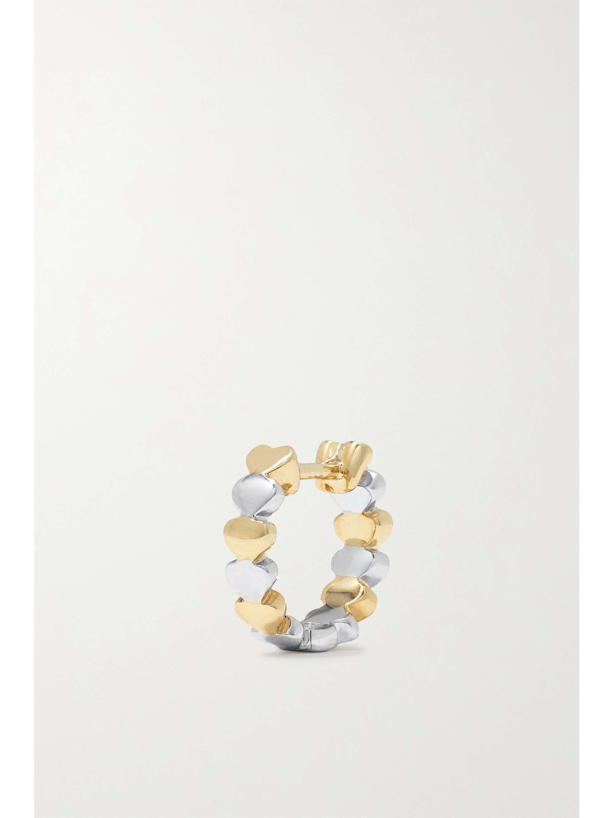 SYDNEY EVAN Heart Huggie 14-karat yellow and white gold diamond hoop earrings