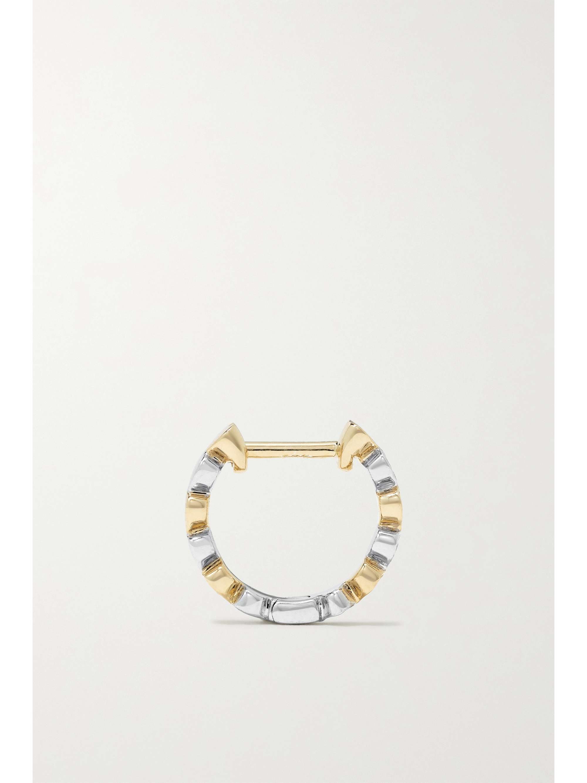 SYDNEY EVAN Heart Huggie 14-karat yellow and white gold diamond hoop earrings
