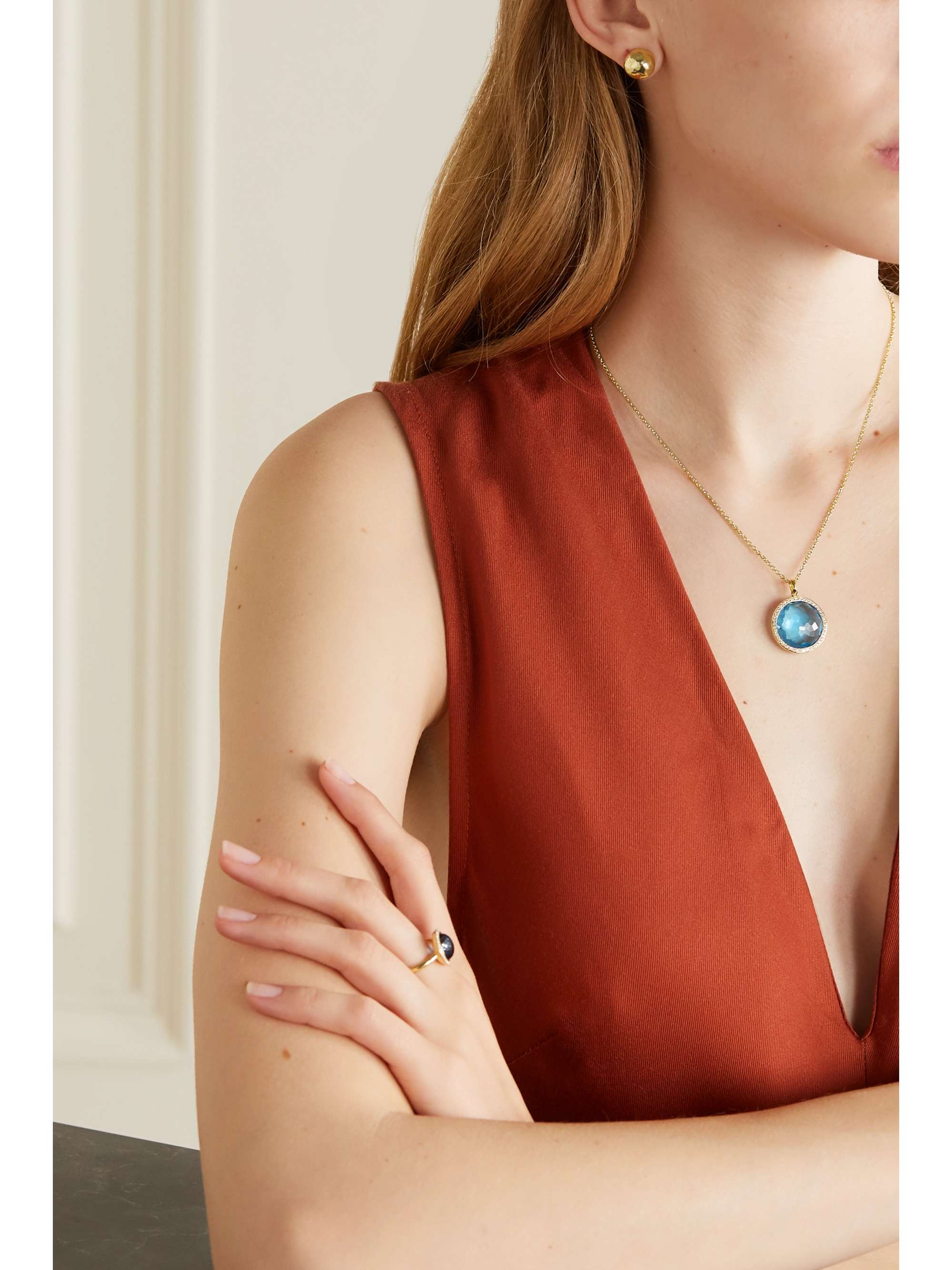 IPPOLITA Lollipop® mittelgroße Kette aus 18 Karat Grüngold mit Topas und Diamanten