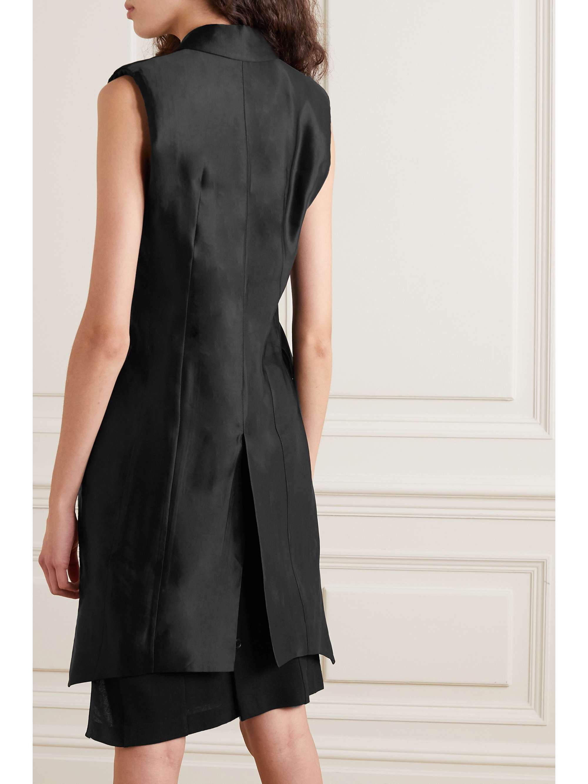 ANN DEMEULEMEESTER Asymmetric linen-blend satin vest