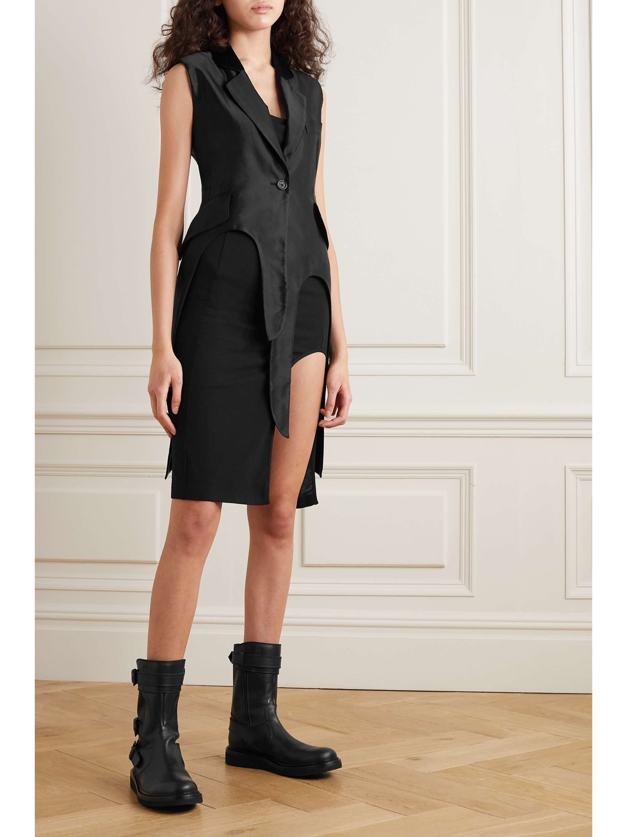 ANN DEMEULEMEESTER Asymmetric linen-blend satin vest