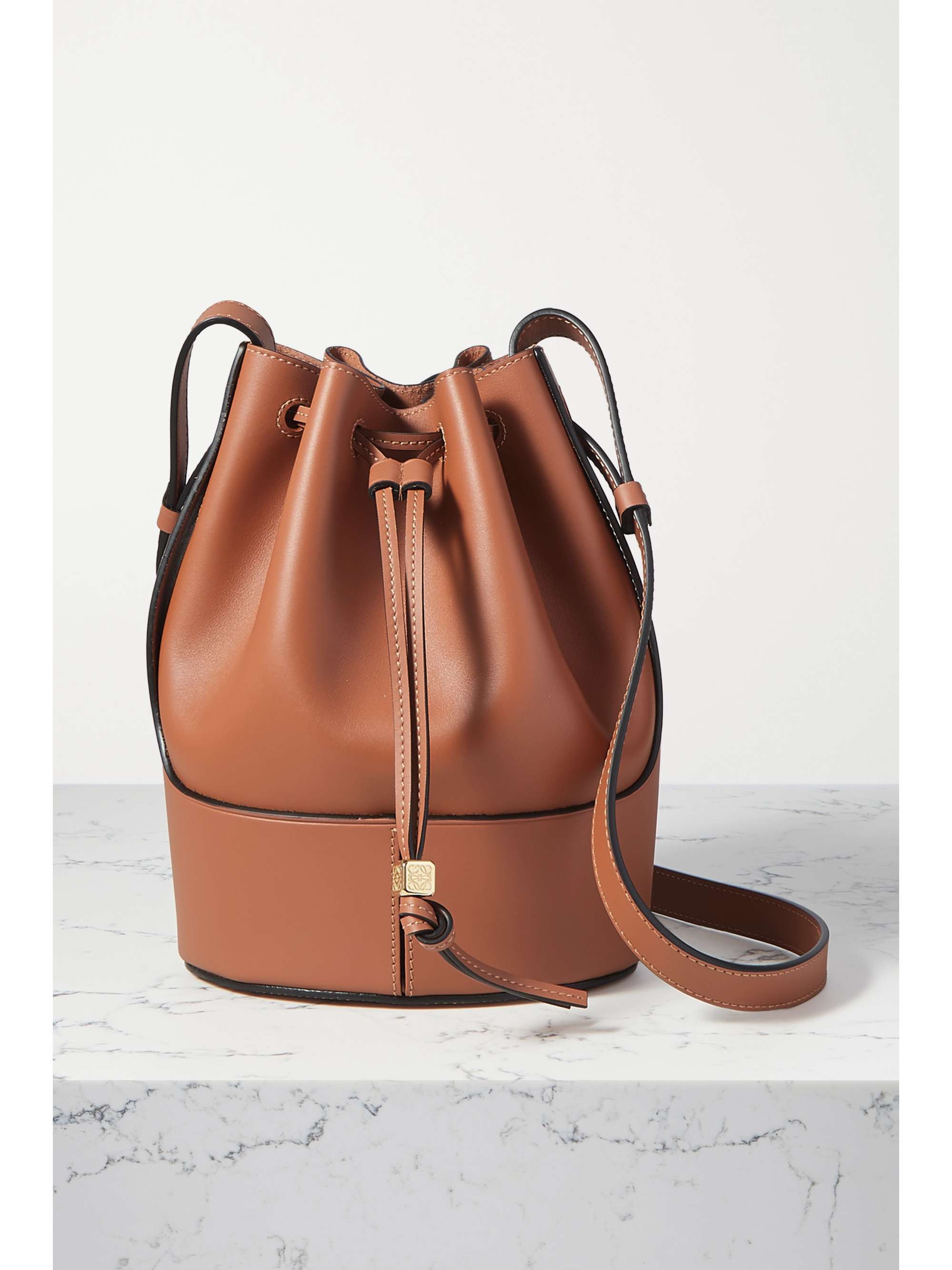 Loewe Balloon Mini Leather-trimmed Cotton-canvas Bucket Bag