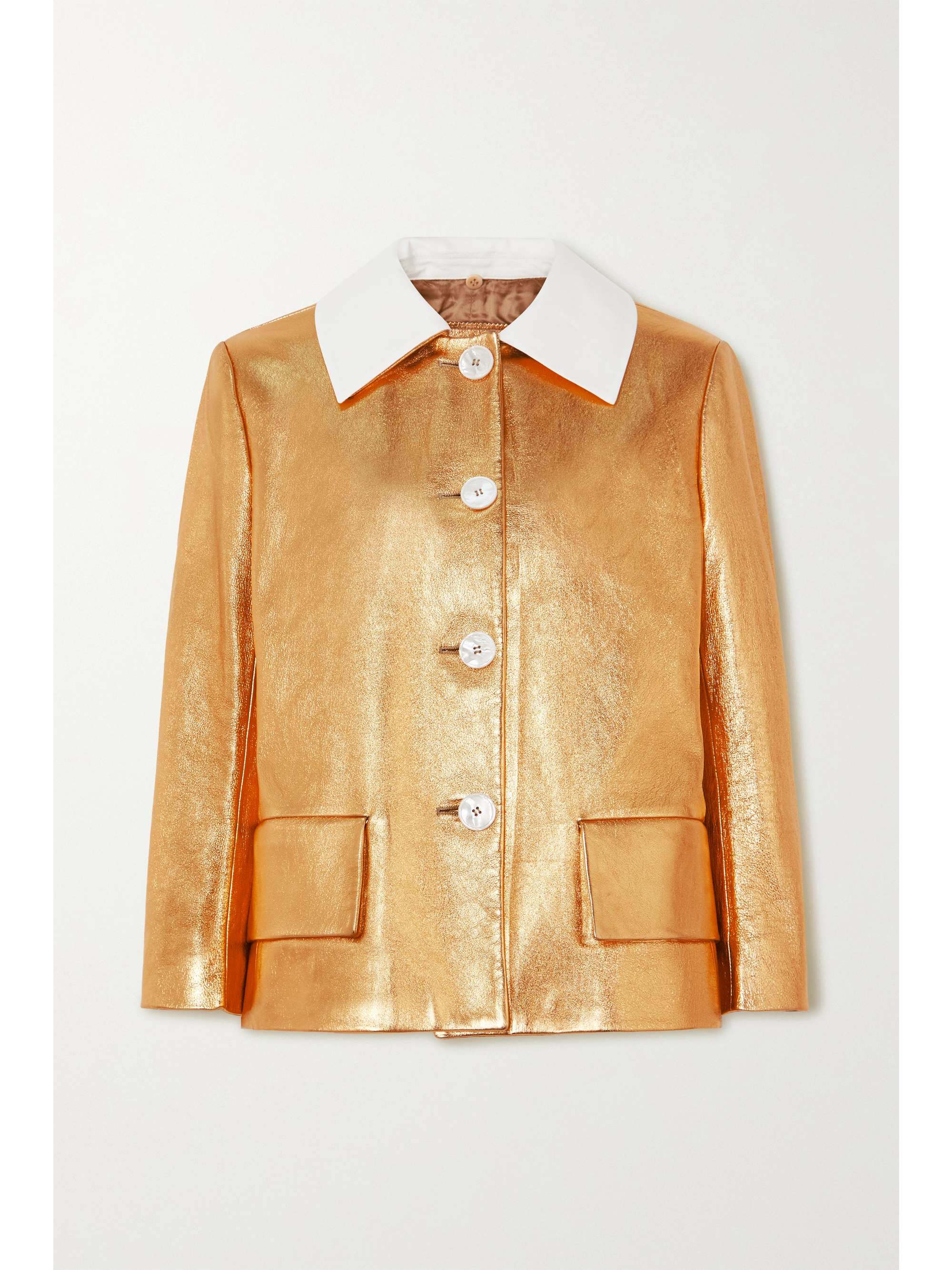 gold metallic leather jacket