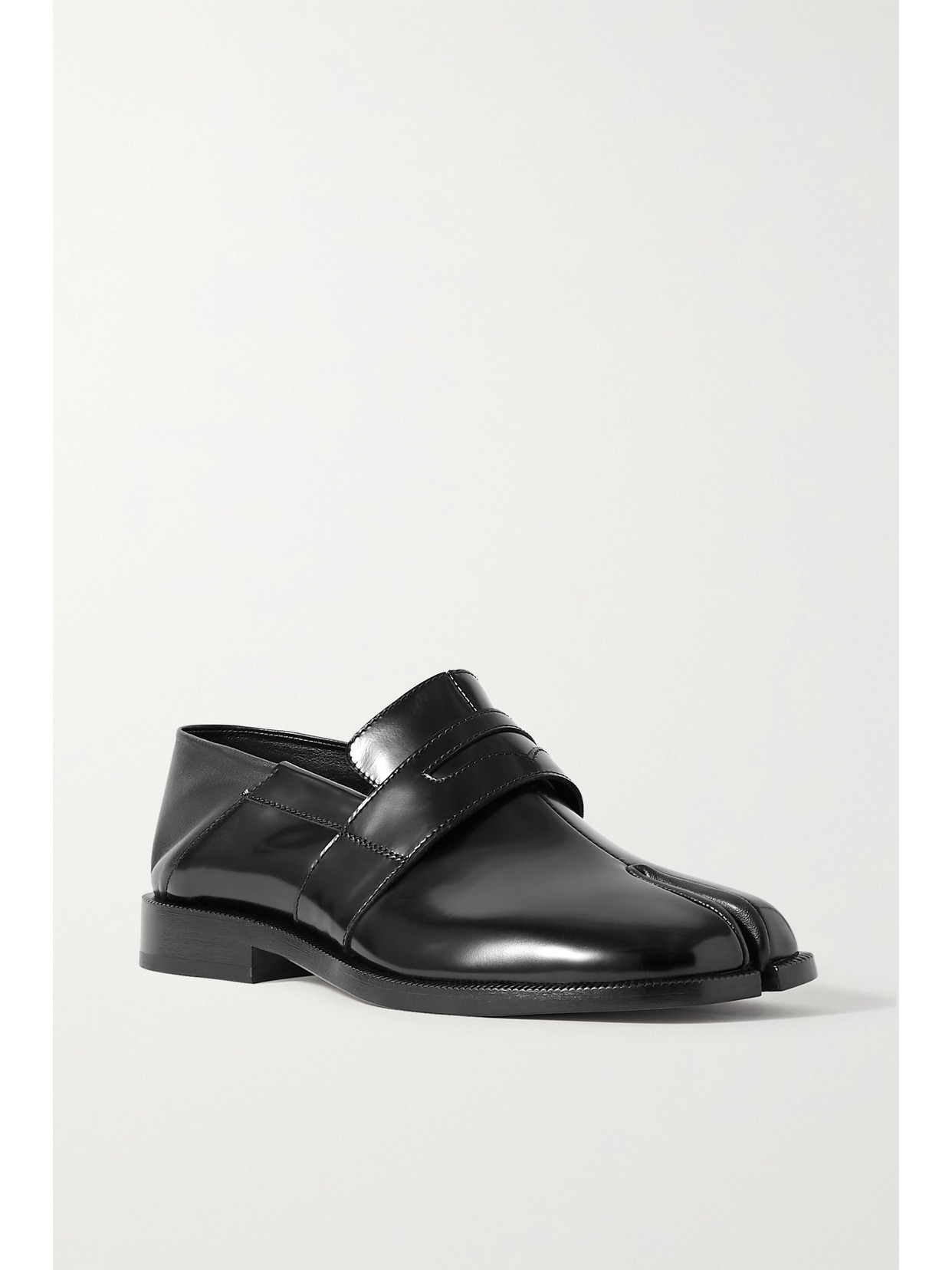Maison Margiela Split-toe Patent-leather Collapsible-heel Loafers - Black