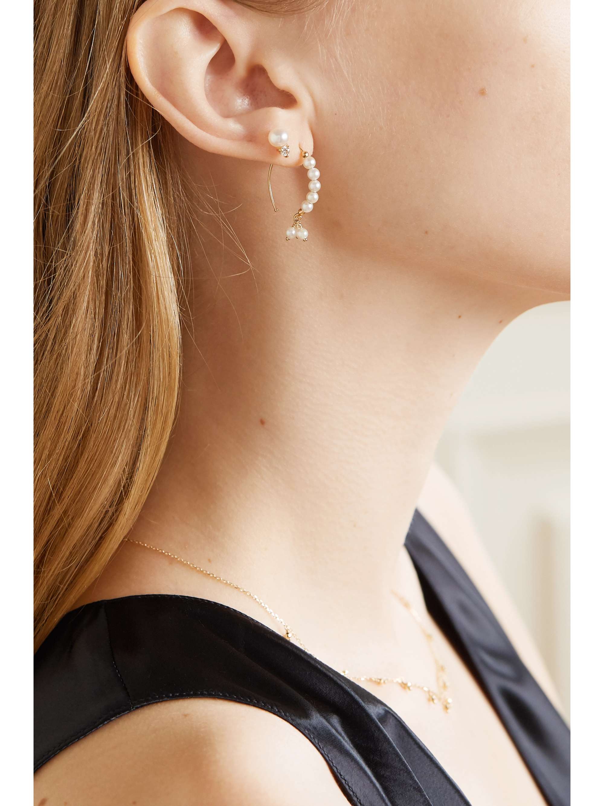 MIZUKI 14-karat gold pearl earrings