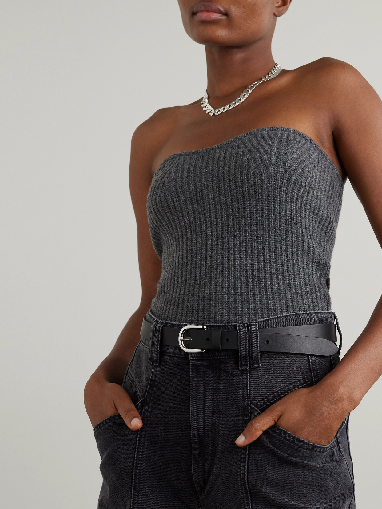 Isabel Marant Black Zap Leather Belt In Black