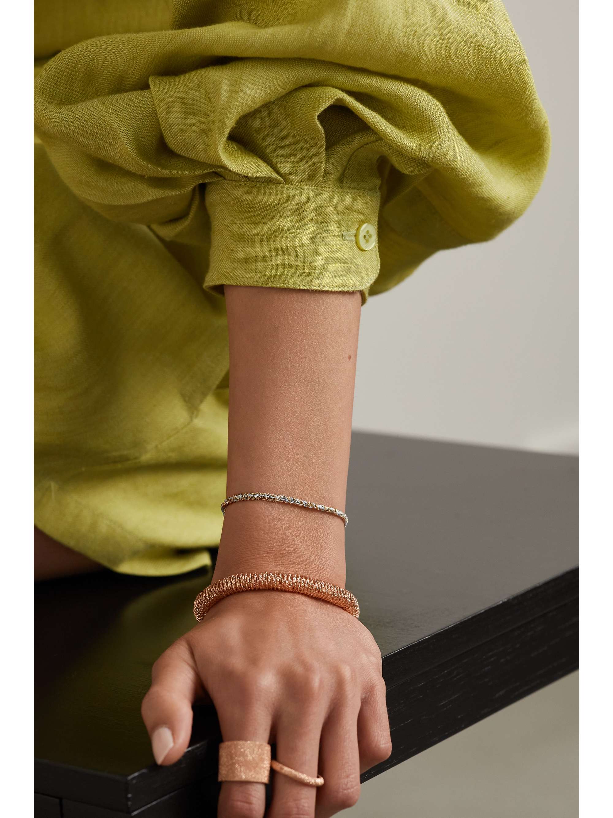 CAROLINA BUCCI Protection Lucky 18-karat gold, diamond and silk bracelet