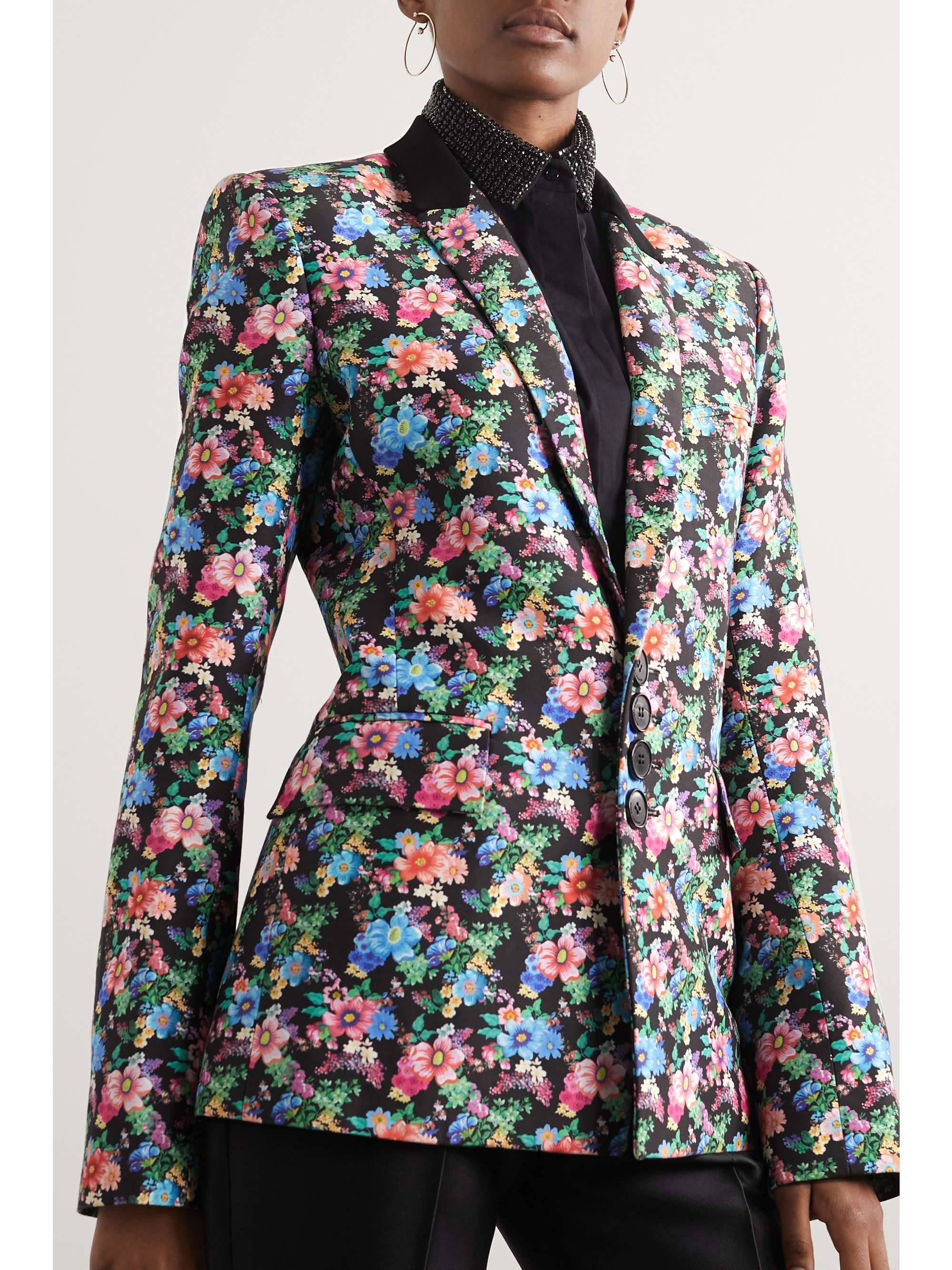 RABANNE Floral-print cotton-blend blazer