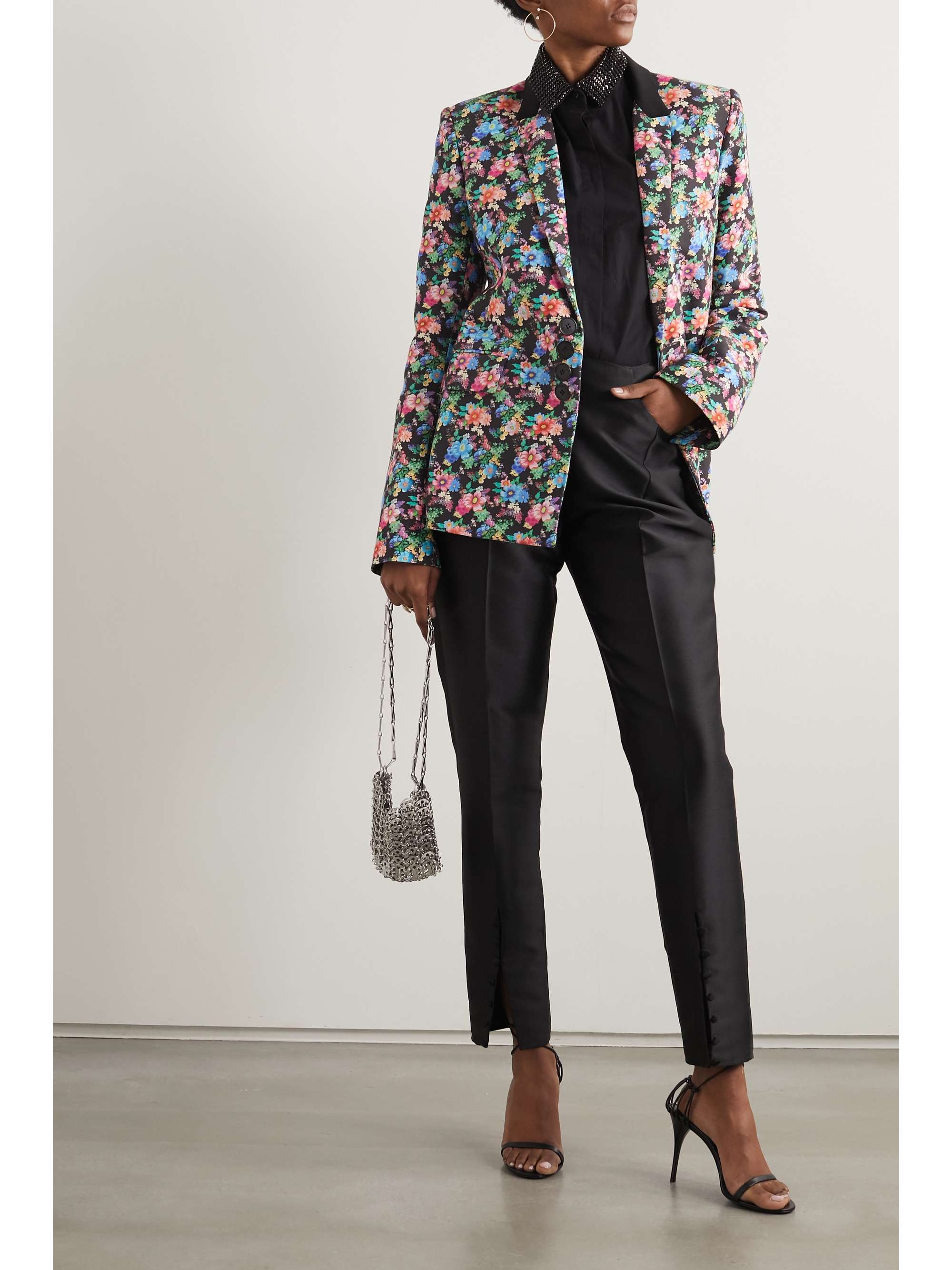 RABANNE Floral-print cotton-blend blazer