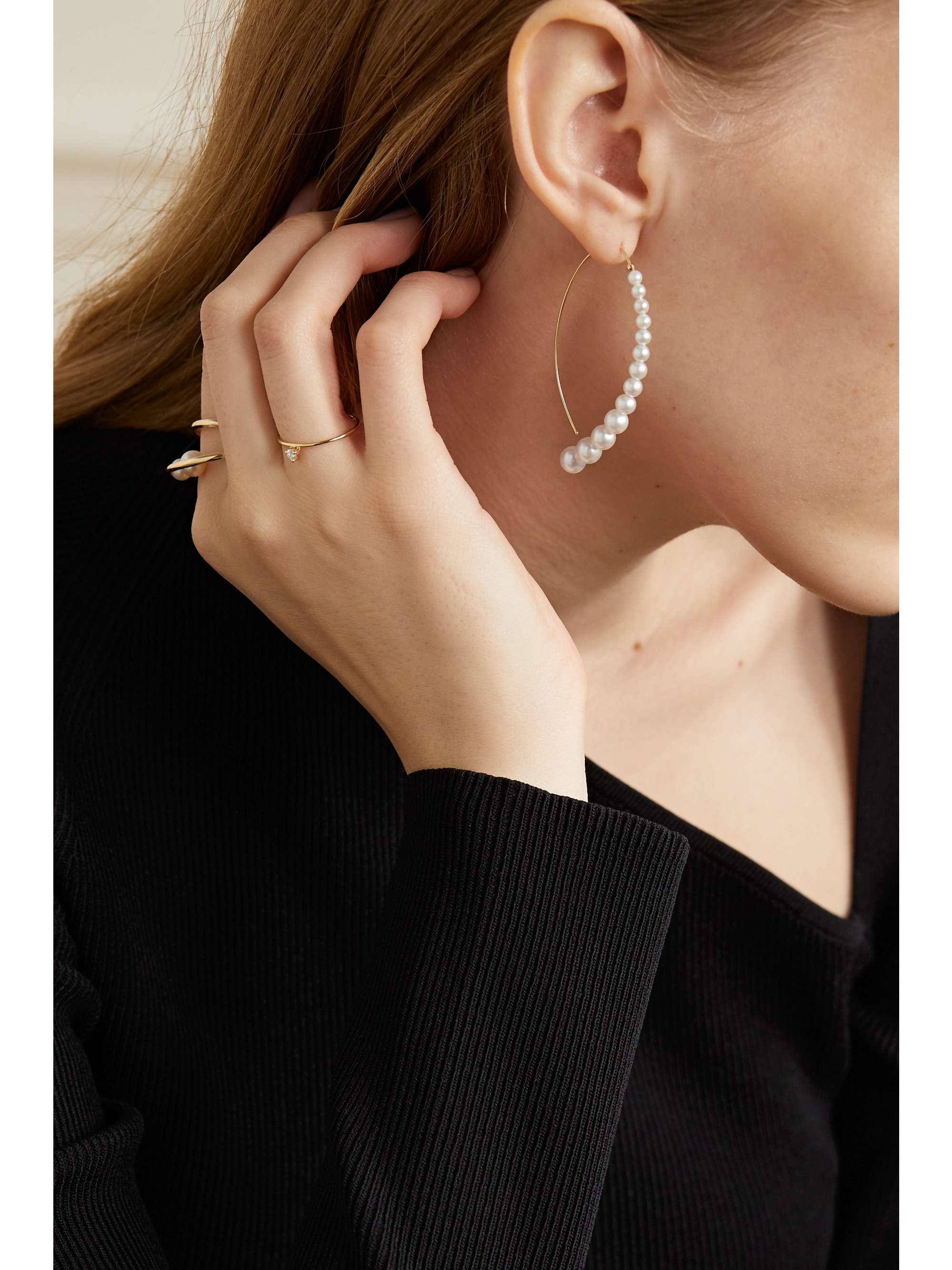 MIZUKI 14-karat gold pearl earrings