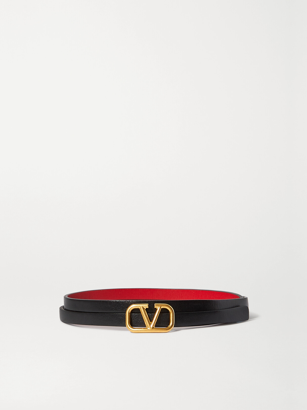 Valentino Garavani Vlogo Buckle Reversible Leather Belt In Black