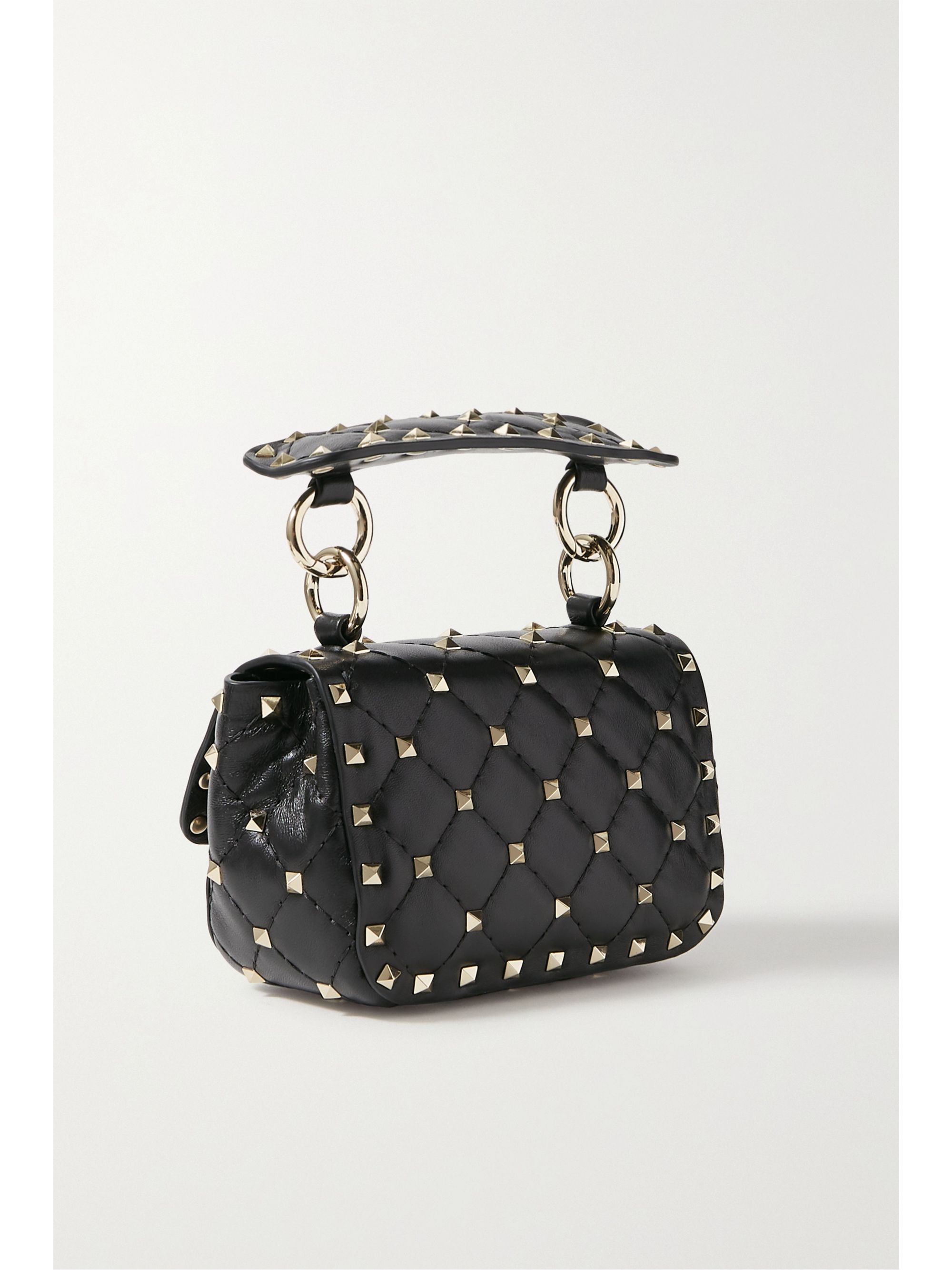 Black Valentino Garavani Rockstud Spike micro quilted leather shoulder ...