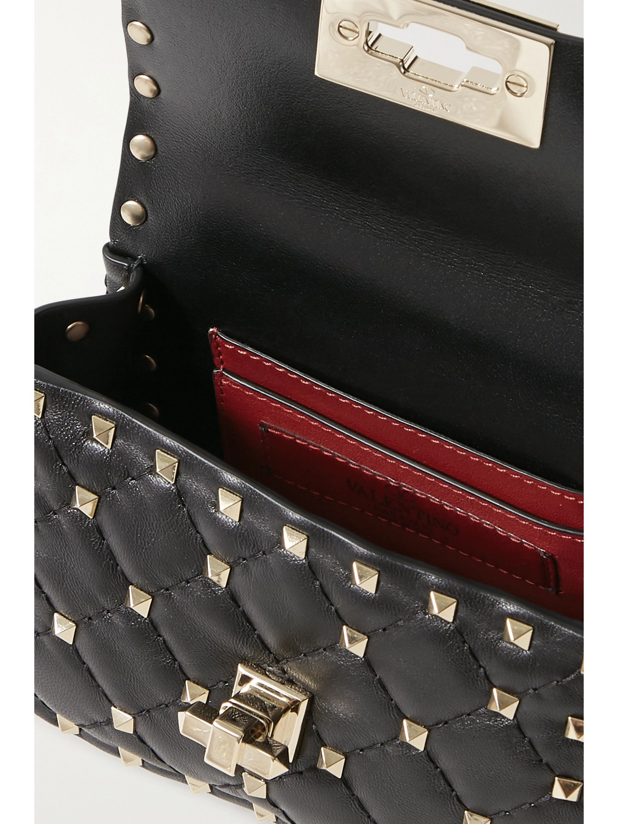 Black Valentino Garavani Rockstud Spike micro quilted leather shoulder ...