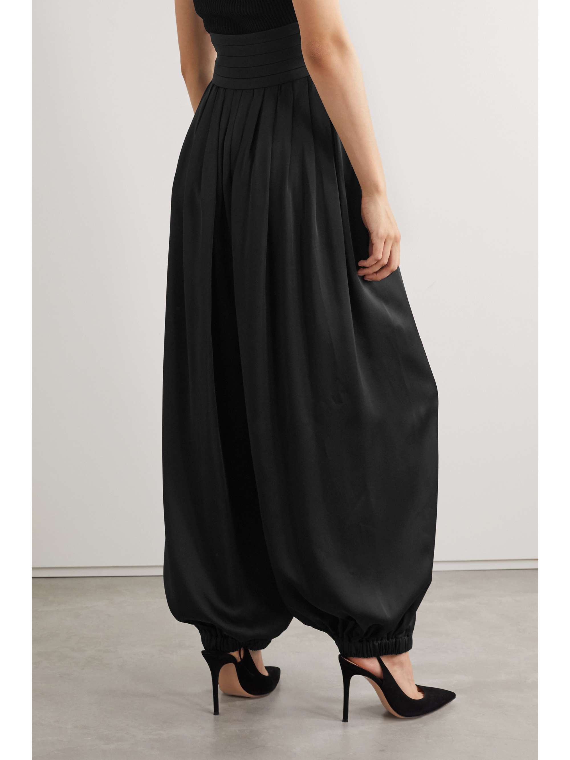 KHAITE Rosie pleated satin-crepe pants