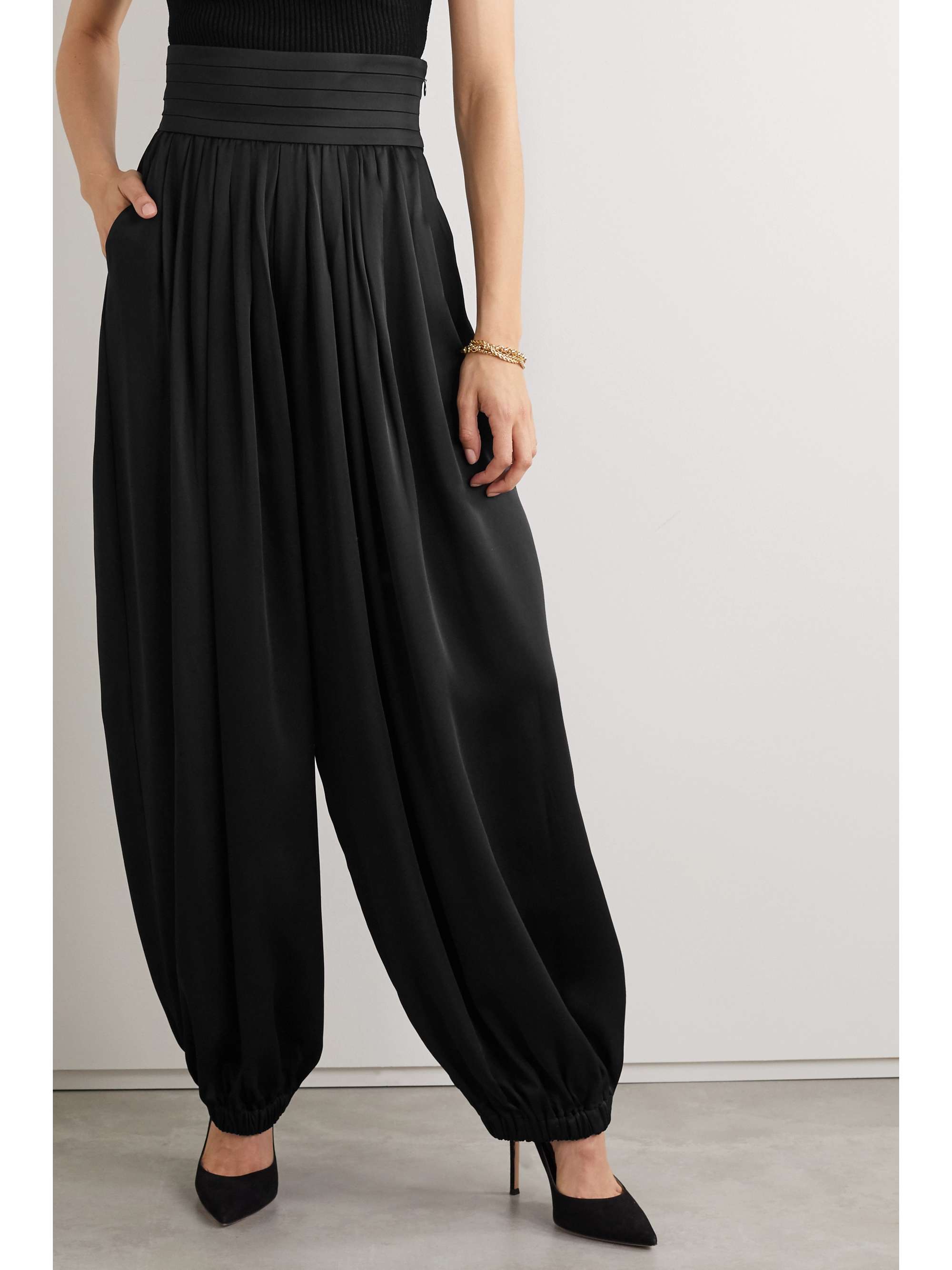 KHAITE Rosie pleated satin-crepe pants
