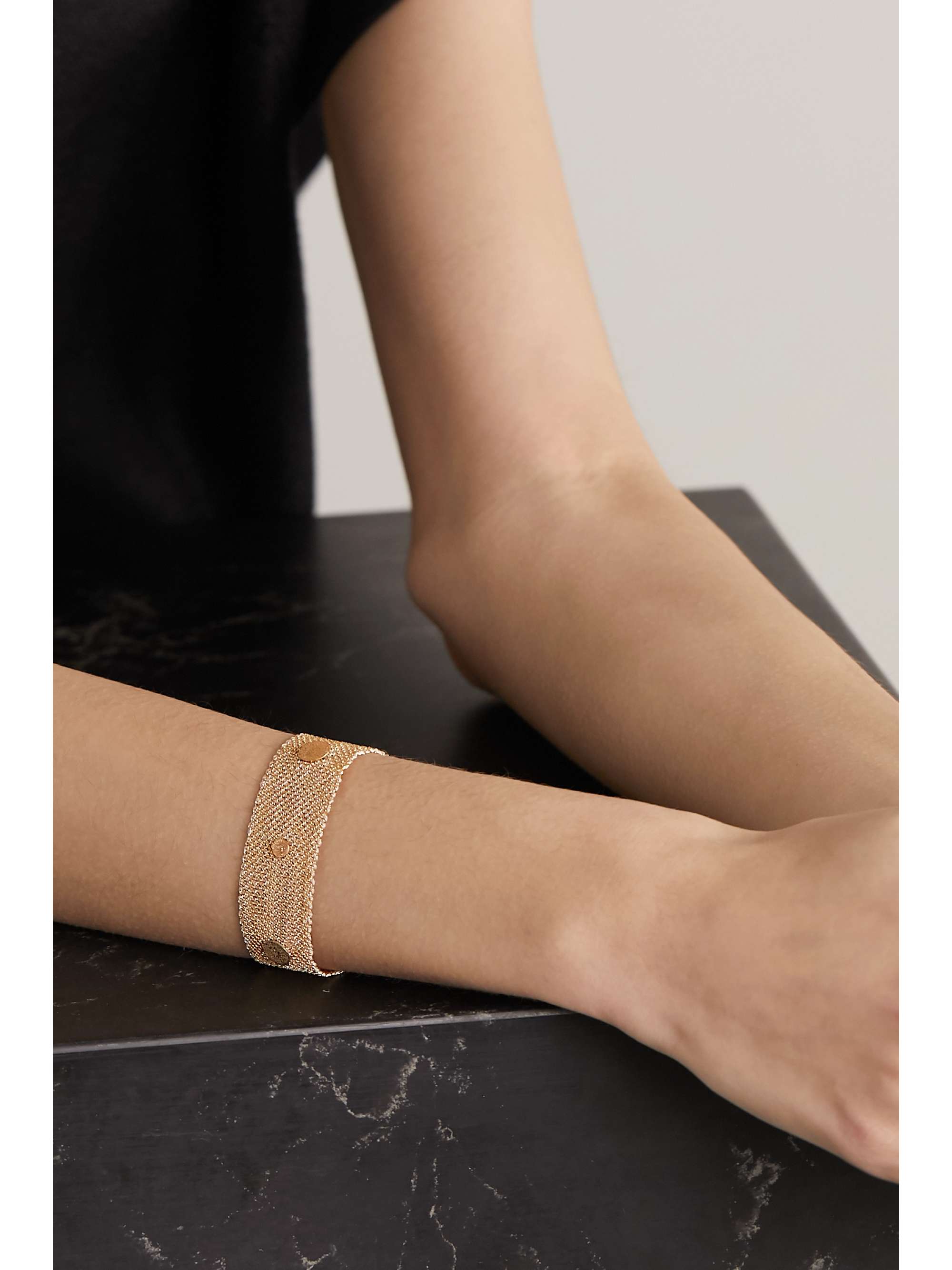 CAROLINA BUCCI Reversible 18-karat gold, silk and diamond bracelet