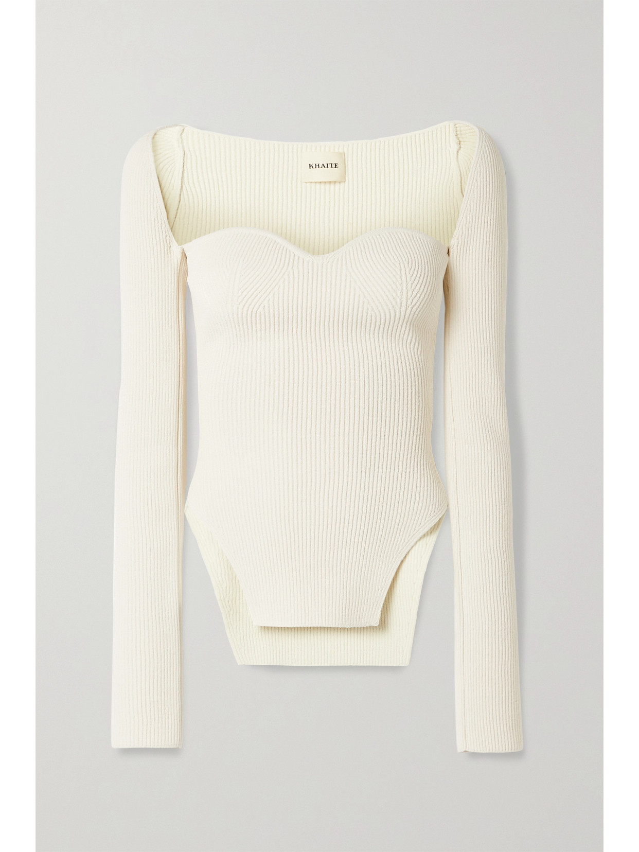 Khaite Maddy Ribbed-knit Sweater In Ivory