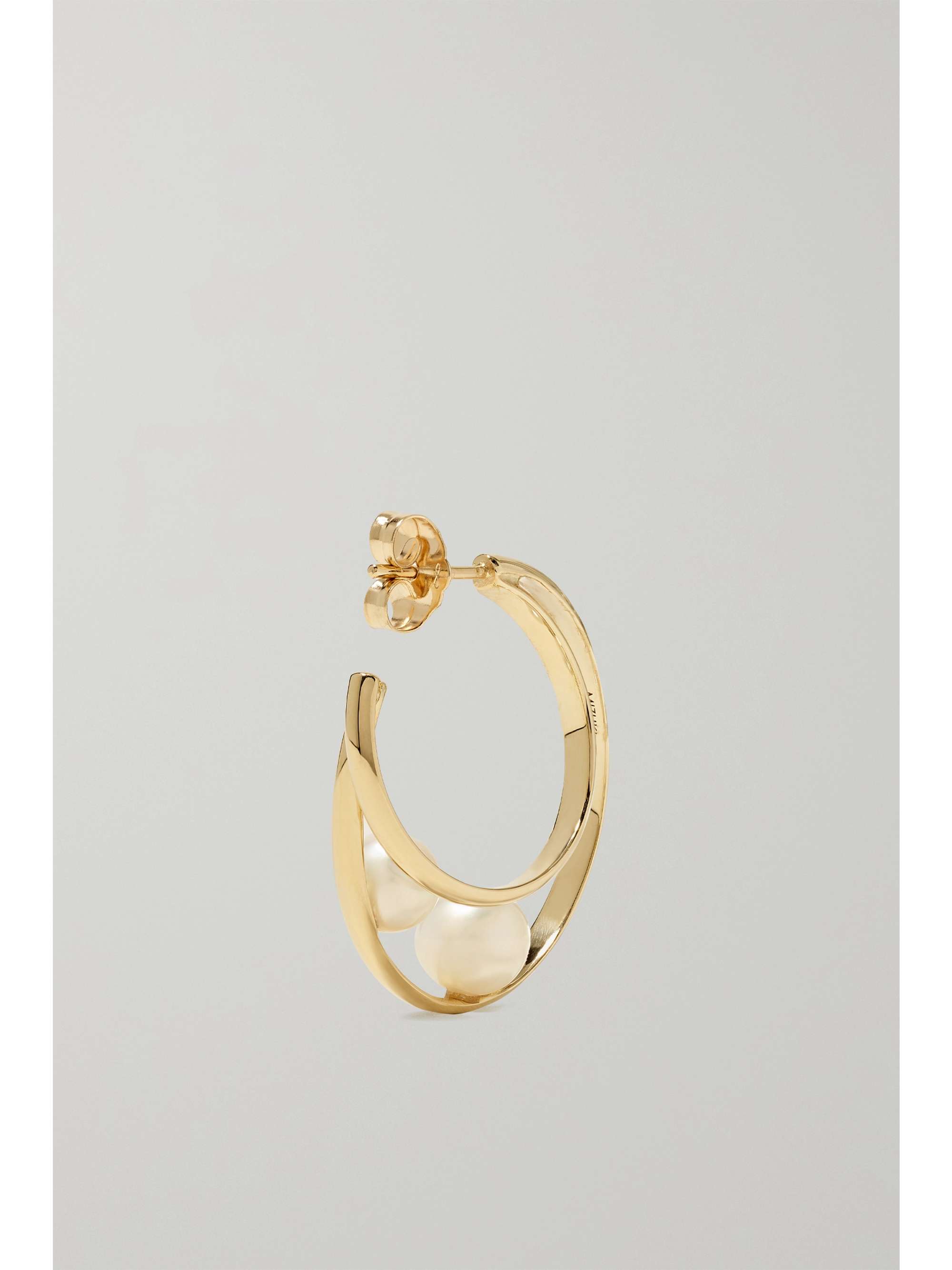 MIZUKI 14-karat gold pearl hoop earrings