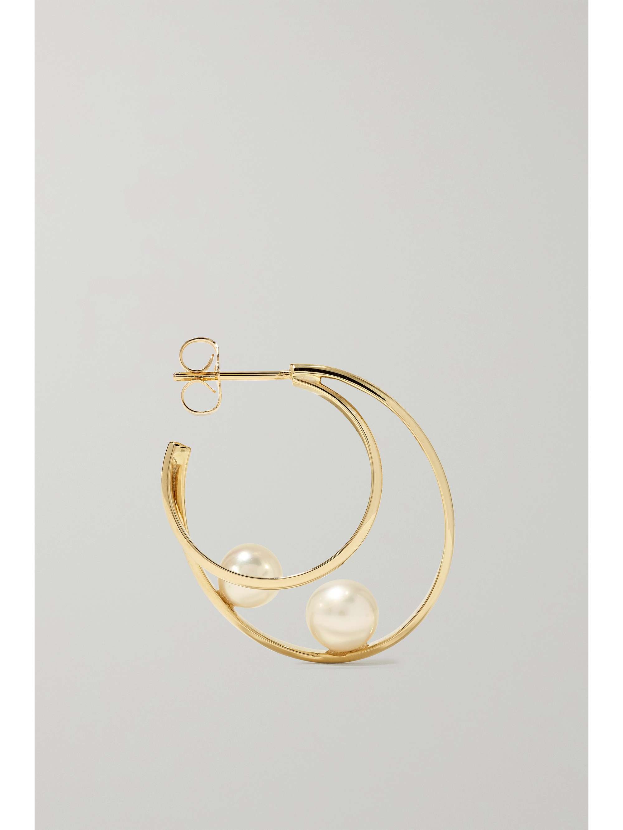 MIZUKI 14-karat gold pearl hoop earrings