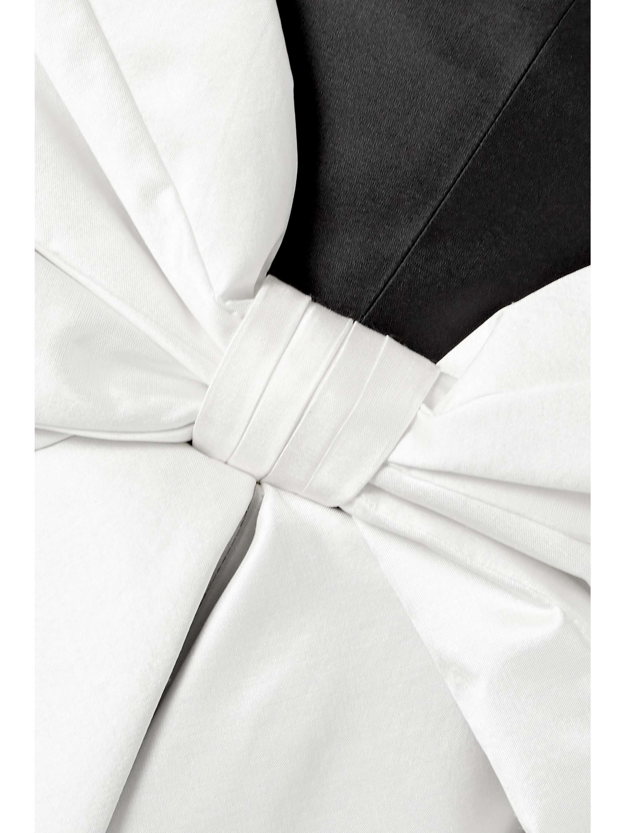 RASARIO Bow-embellished draped silk-shantung mini dress