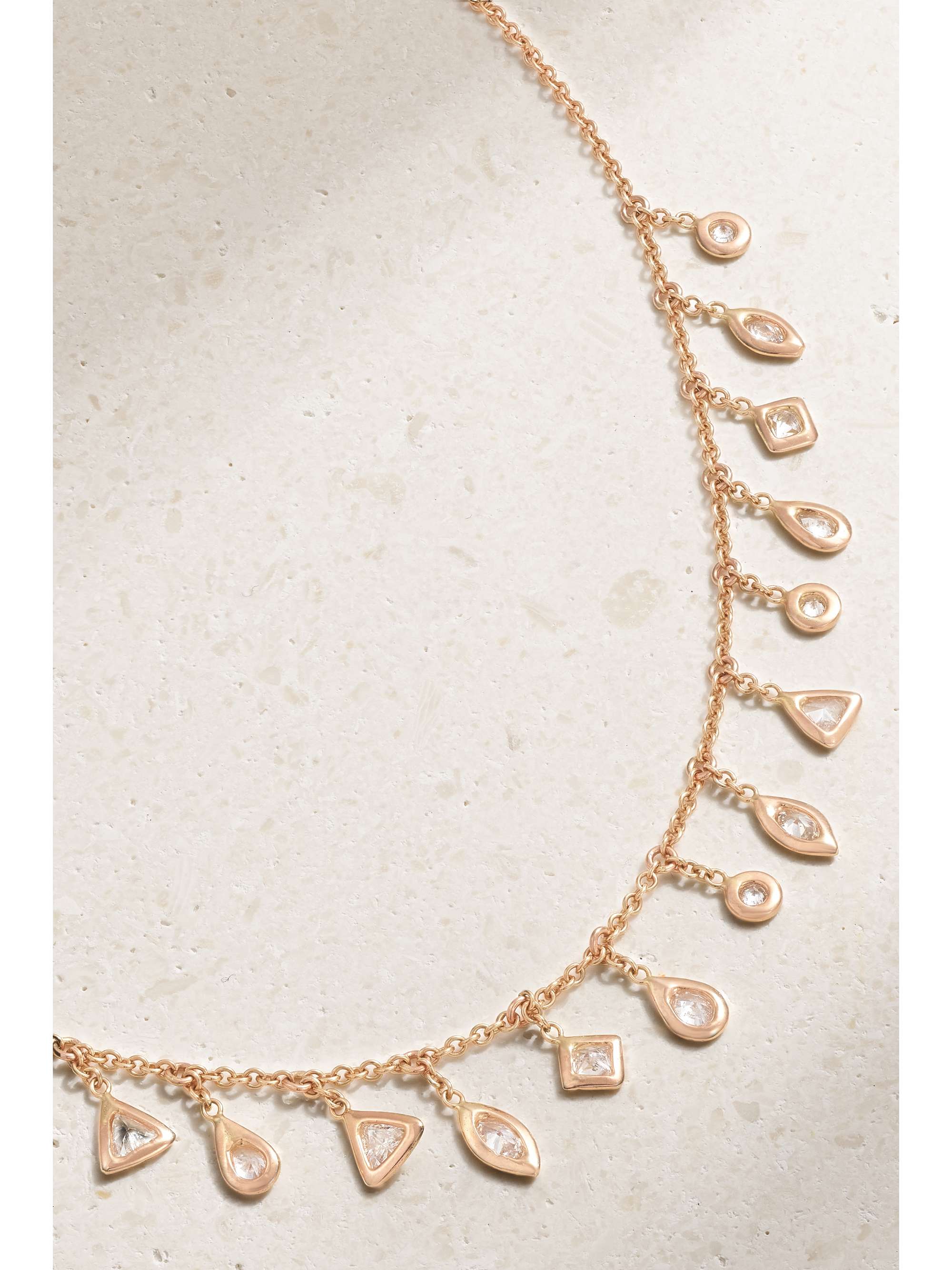 JACQUIE AICHE 14-karat rose gold diamond necklace