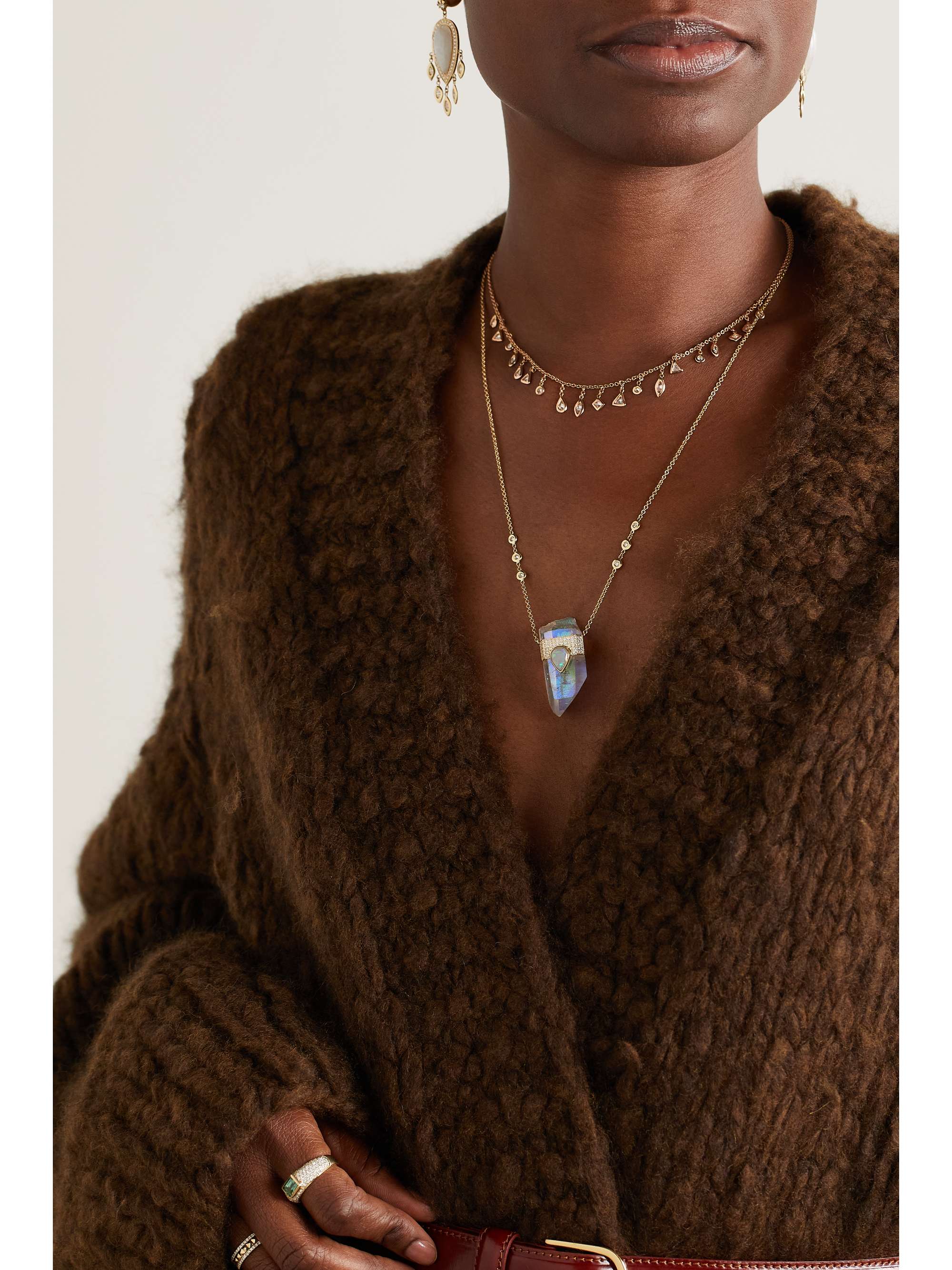 JACQUIE AICHE 14-karat rose gold diamond necklace