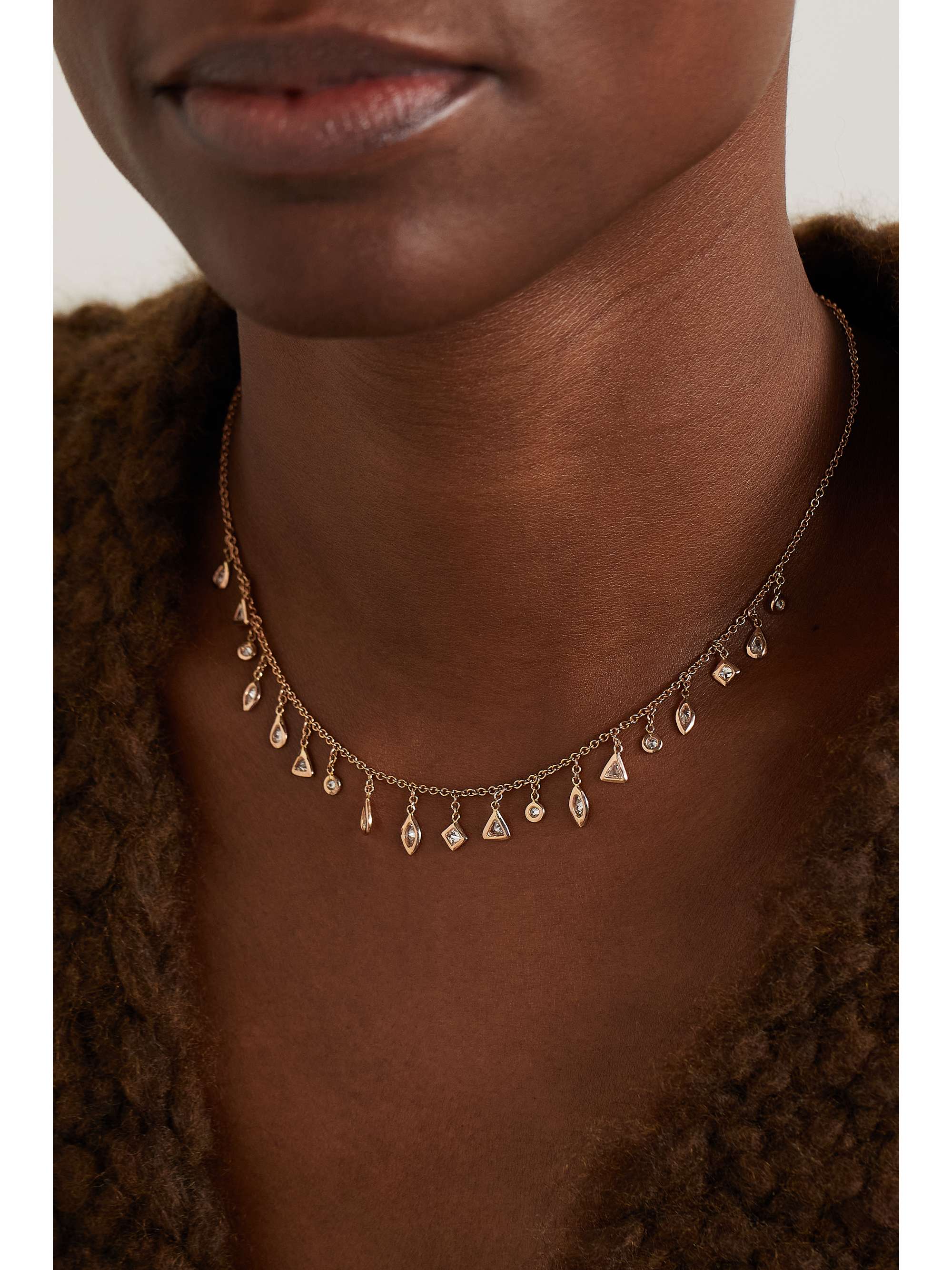JACQUIE AICHE 14-karat rose gold diamond necklace