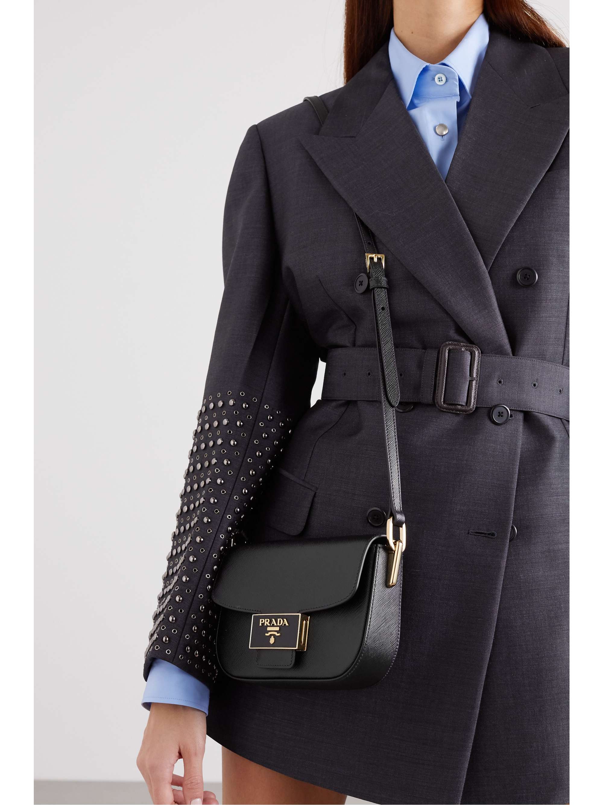 nylon and leather prada identity shoulder bag