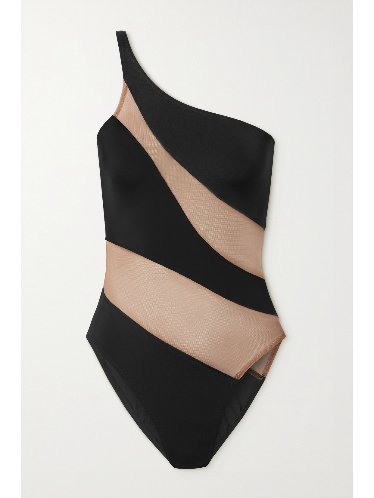 Norma Kamali Snake Mesh One-shoulder High-cut One-piece Swimsuit In Black