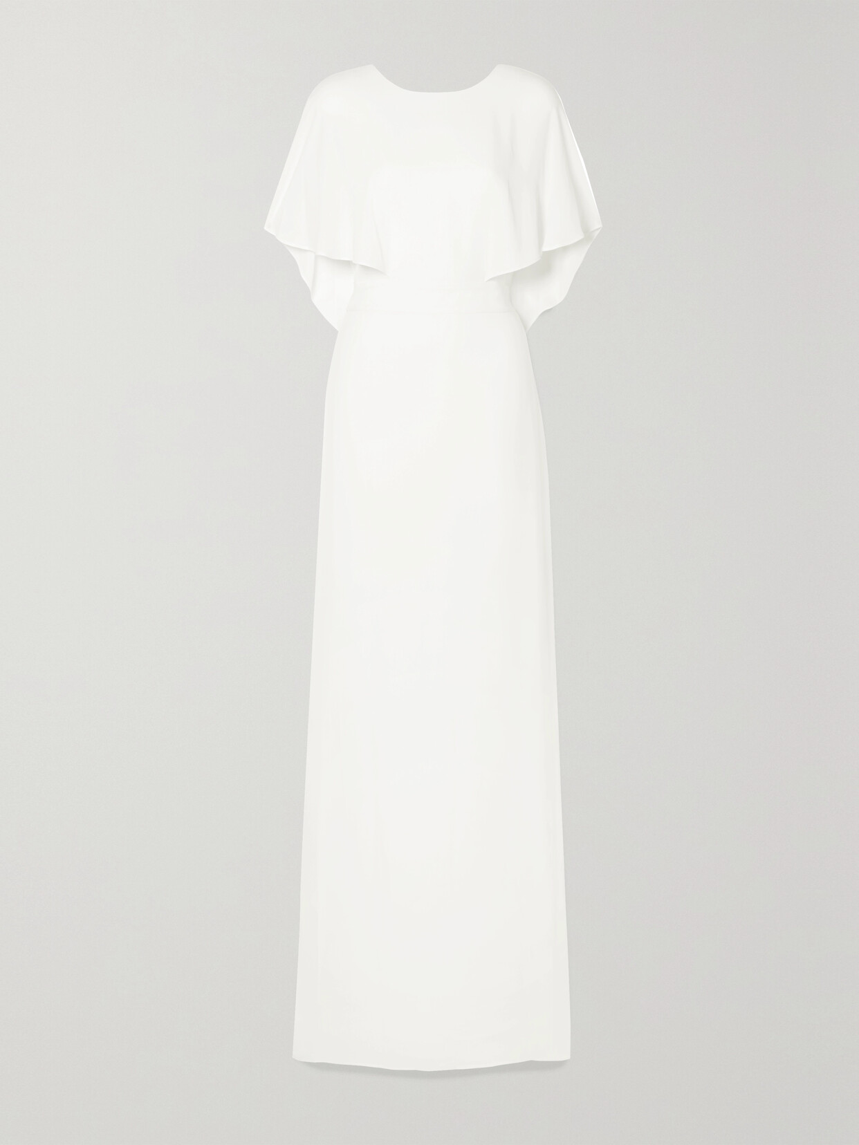 Halston Heritage Cape-effect Crepe De Chine Gown In White