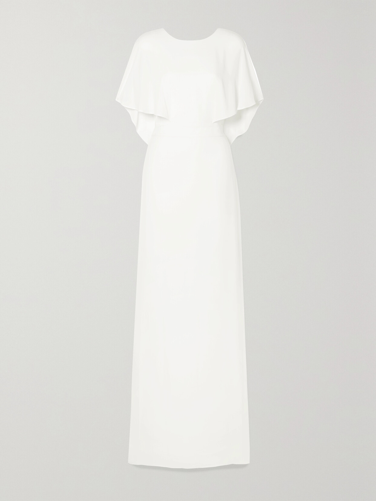 HALSTON HERITAGE CAPE-EFFECT CREPE DE CHINE GOWN