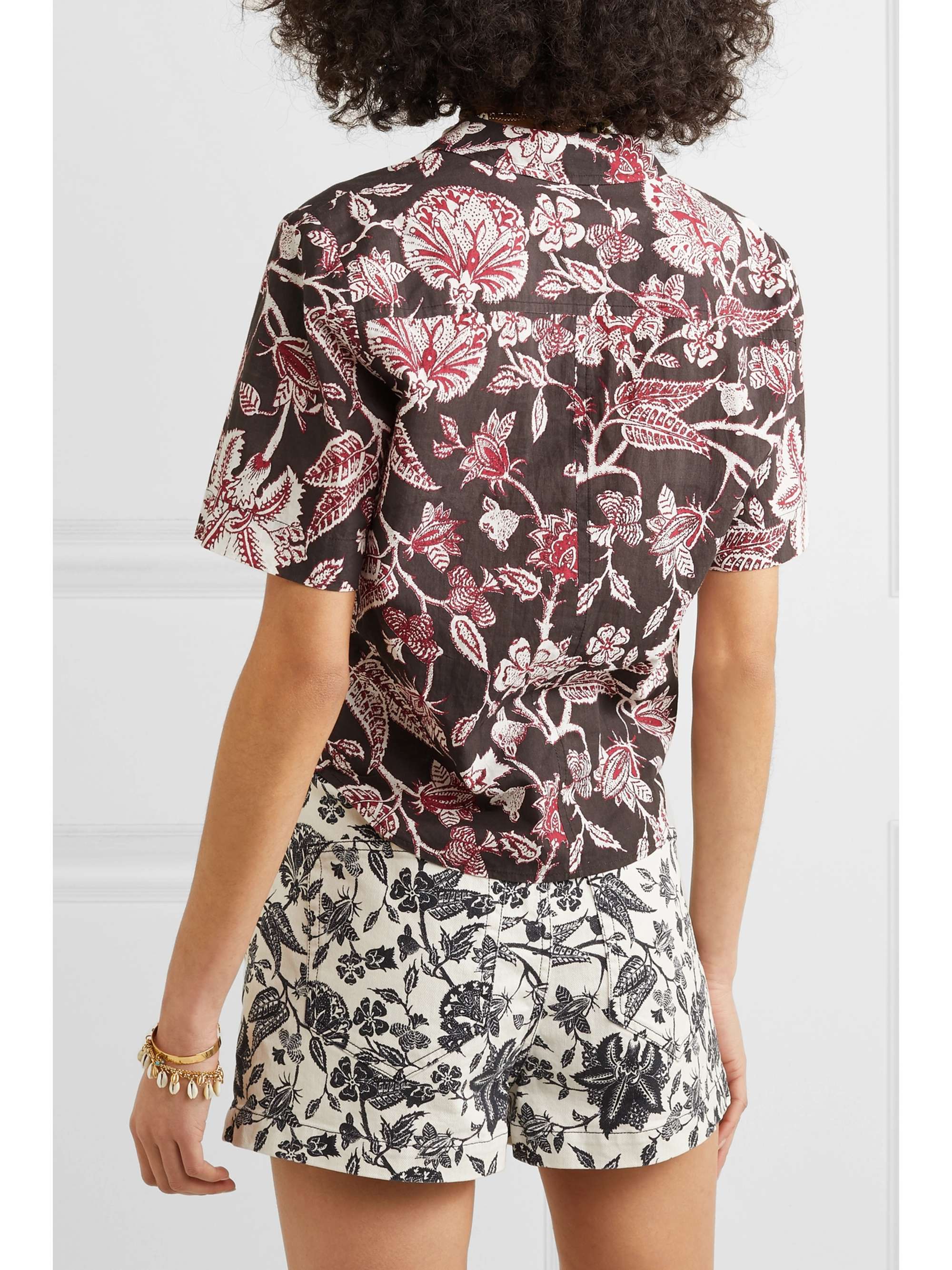 ISABEL MARANT Neel tie-front floral-print cotton shirt