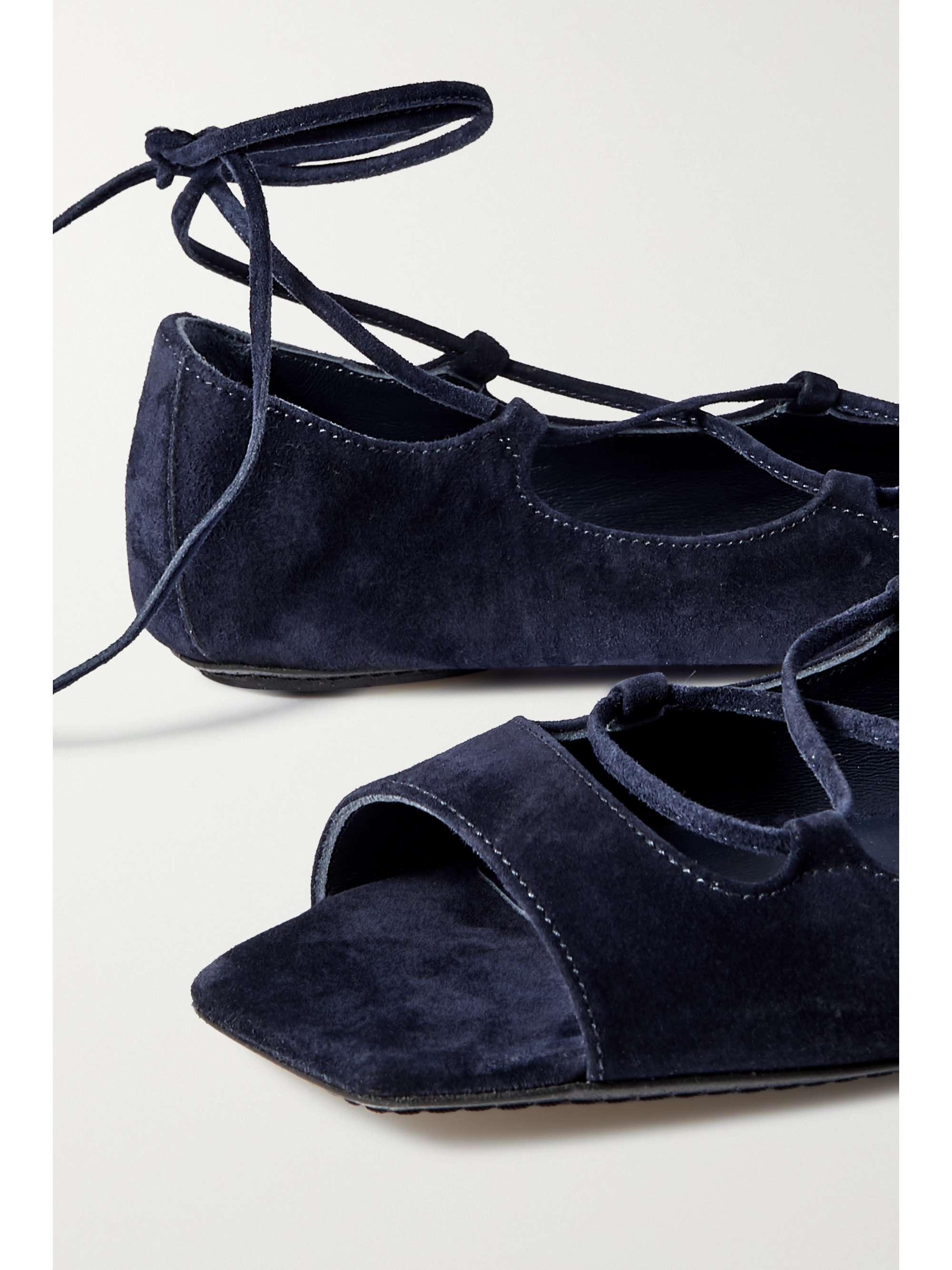 KHAITE The Enid lace-up suede sandals