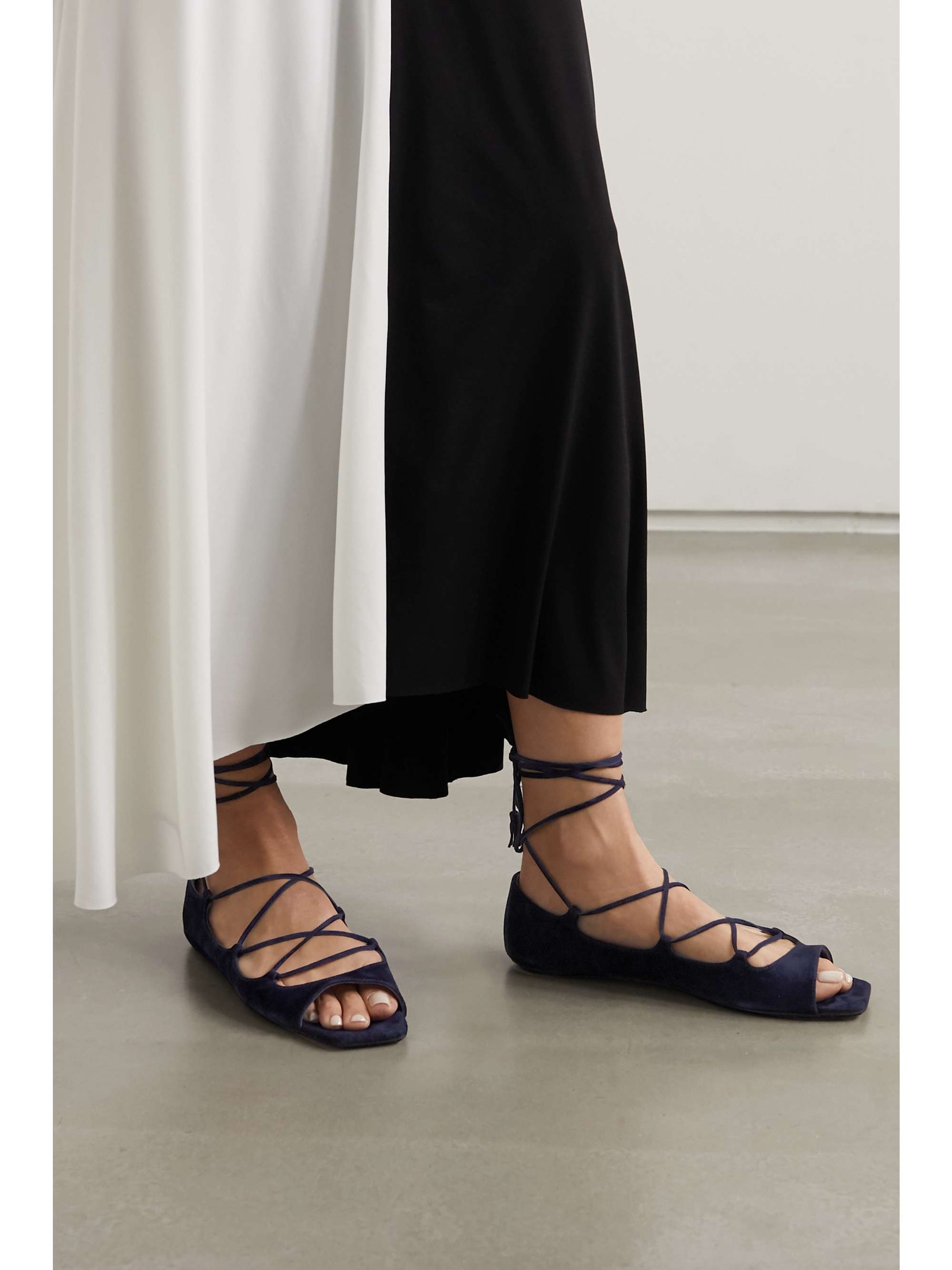 KHAITE The Enid lace-up suede sandals