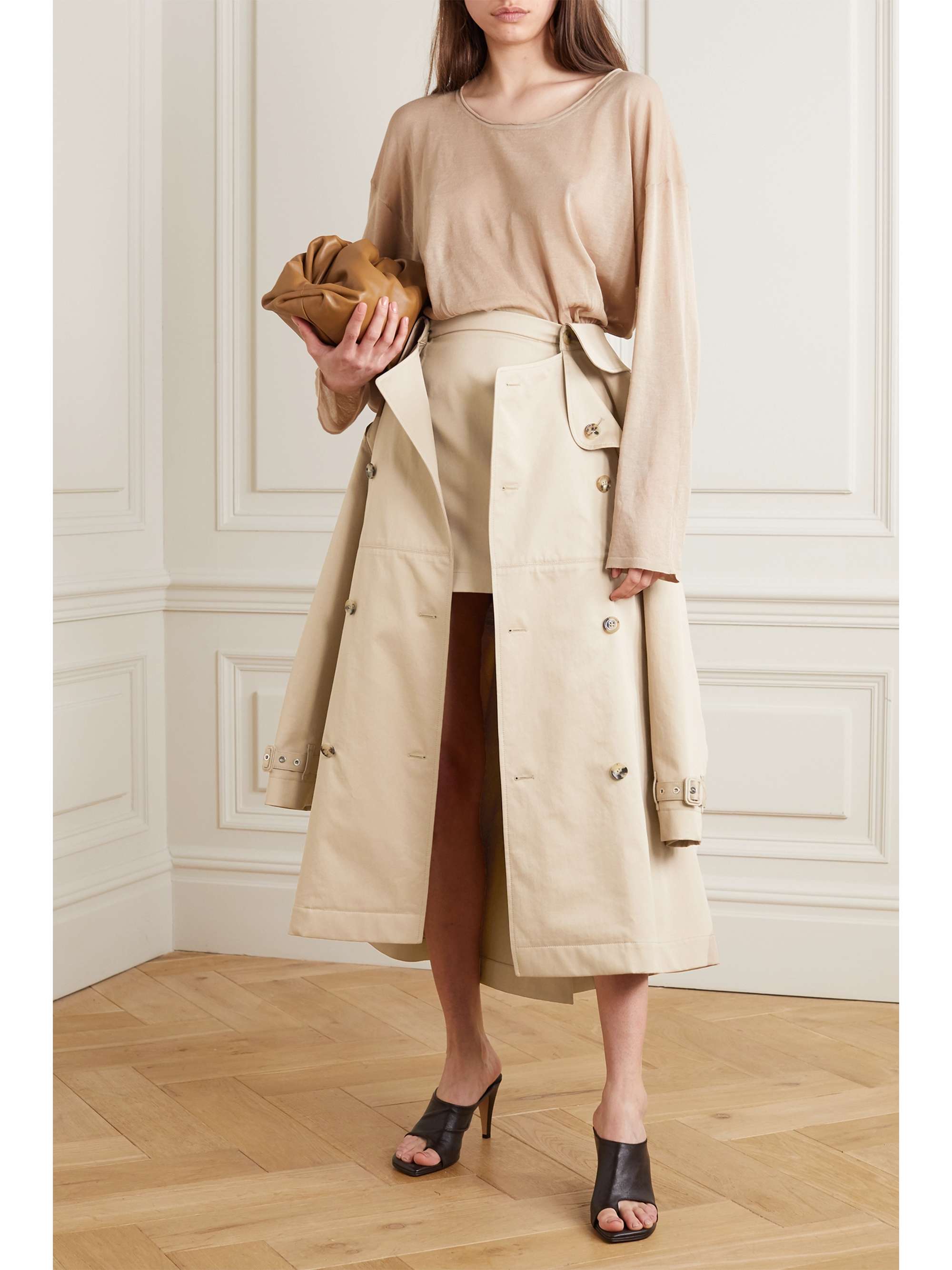 BURBERRY Convertible cotton-gabardine skirt