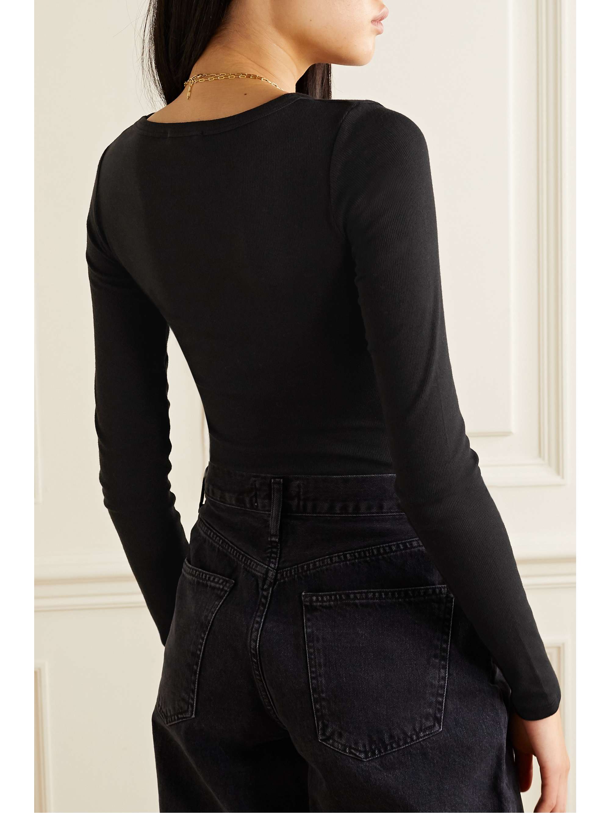 AGOLDE Leila ribbed stretch-Micro Modal and Supima cotton-blend bodysuit