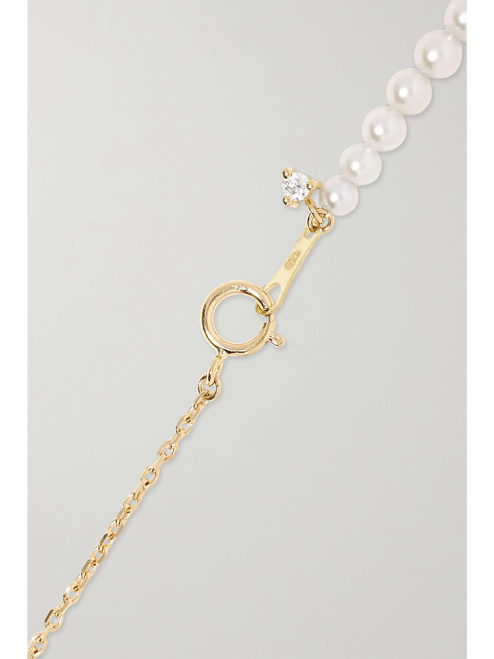 MIZUKI 14-karat gold, pearl and diamond bracelet