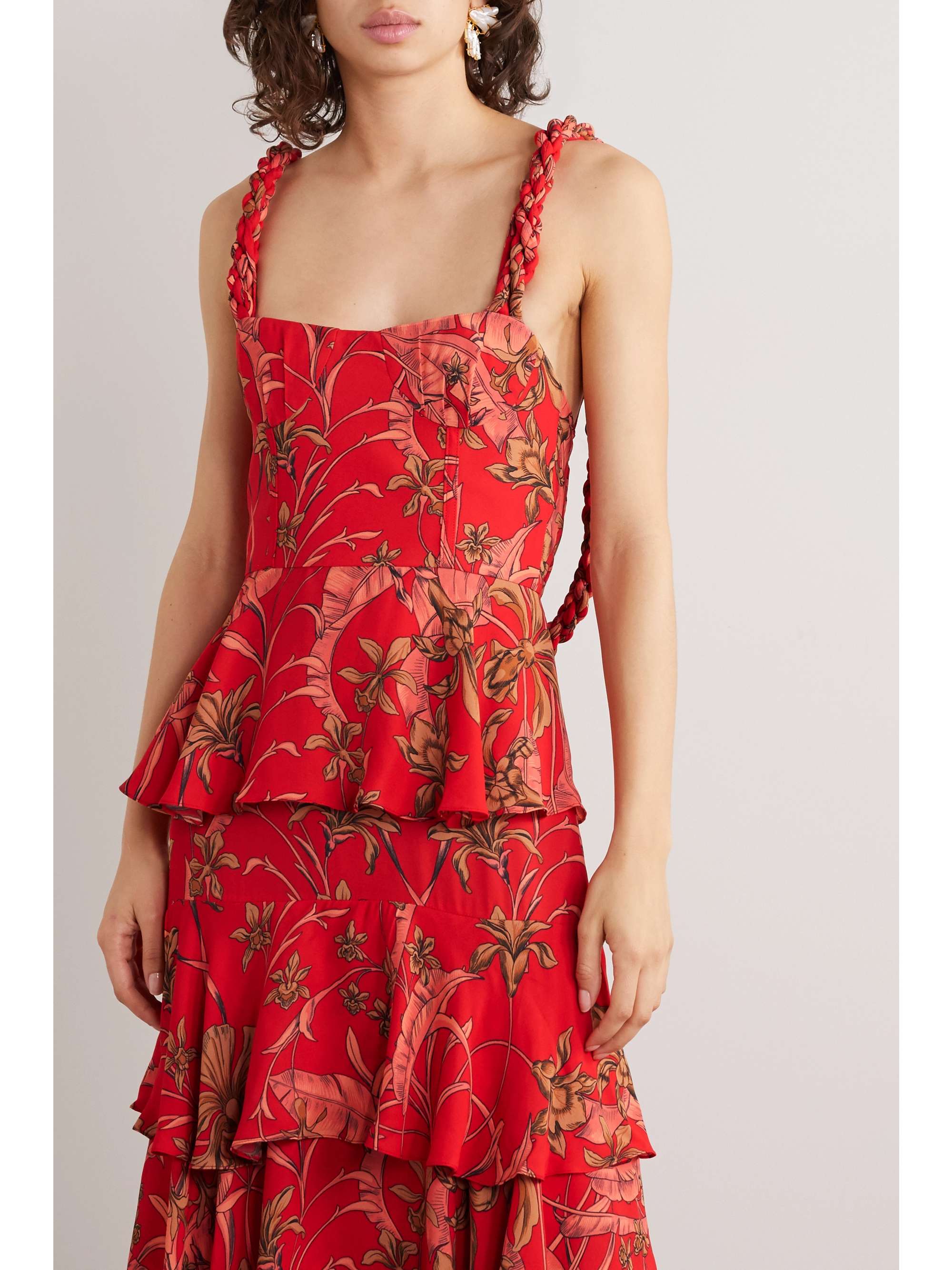 JOHANNA ORTIZ Life Goals tiered printed crepe maxi dress