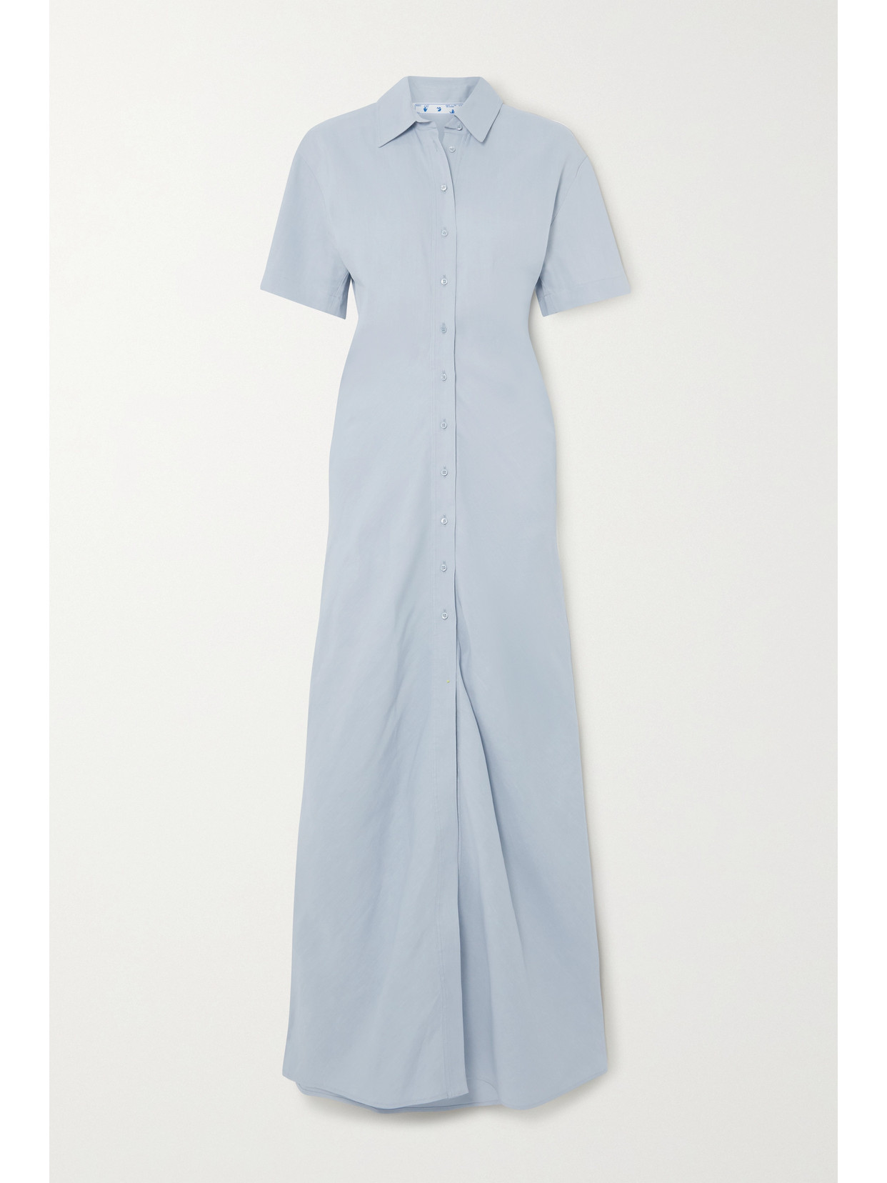 Off-White - Ruched Linen-blend Maxi Shirt Dress - Blue