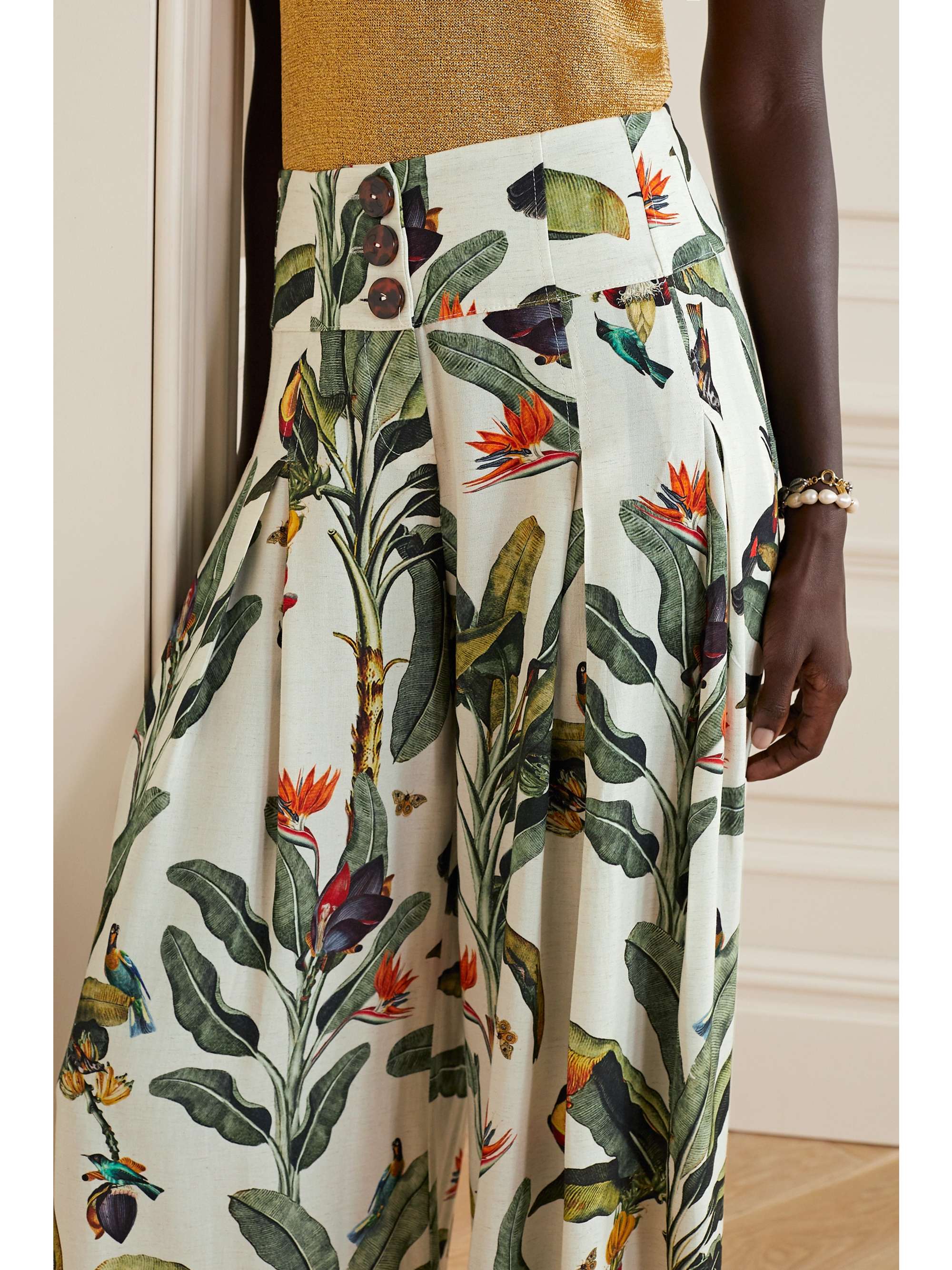 PATBO Printed voile wide-leg pants