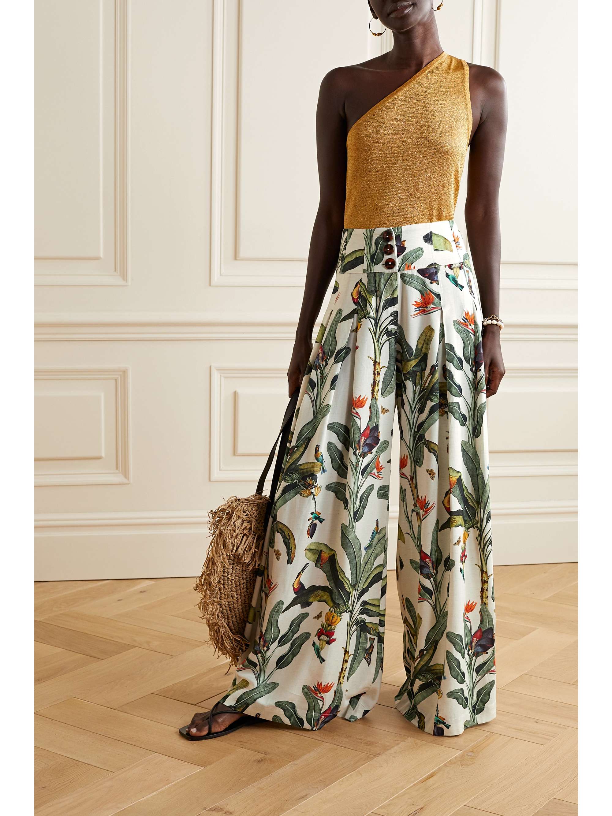 PATBO Printed voile wide-leg pants