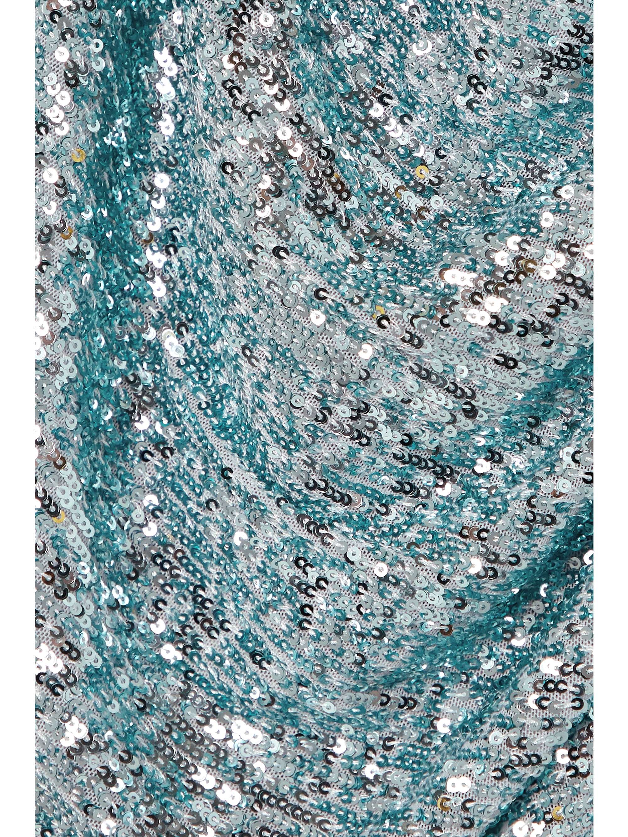 NAEEM KHAN Wrap-effect draped sequined tulle mini dress