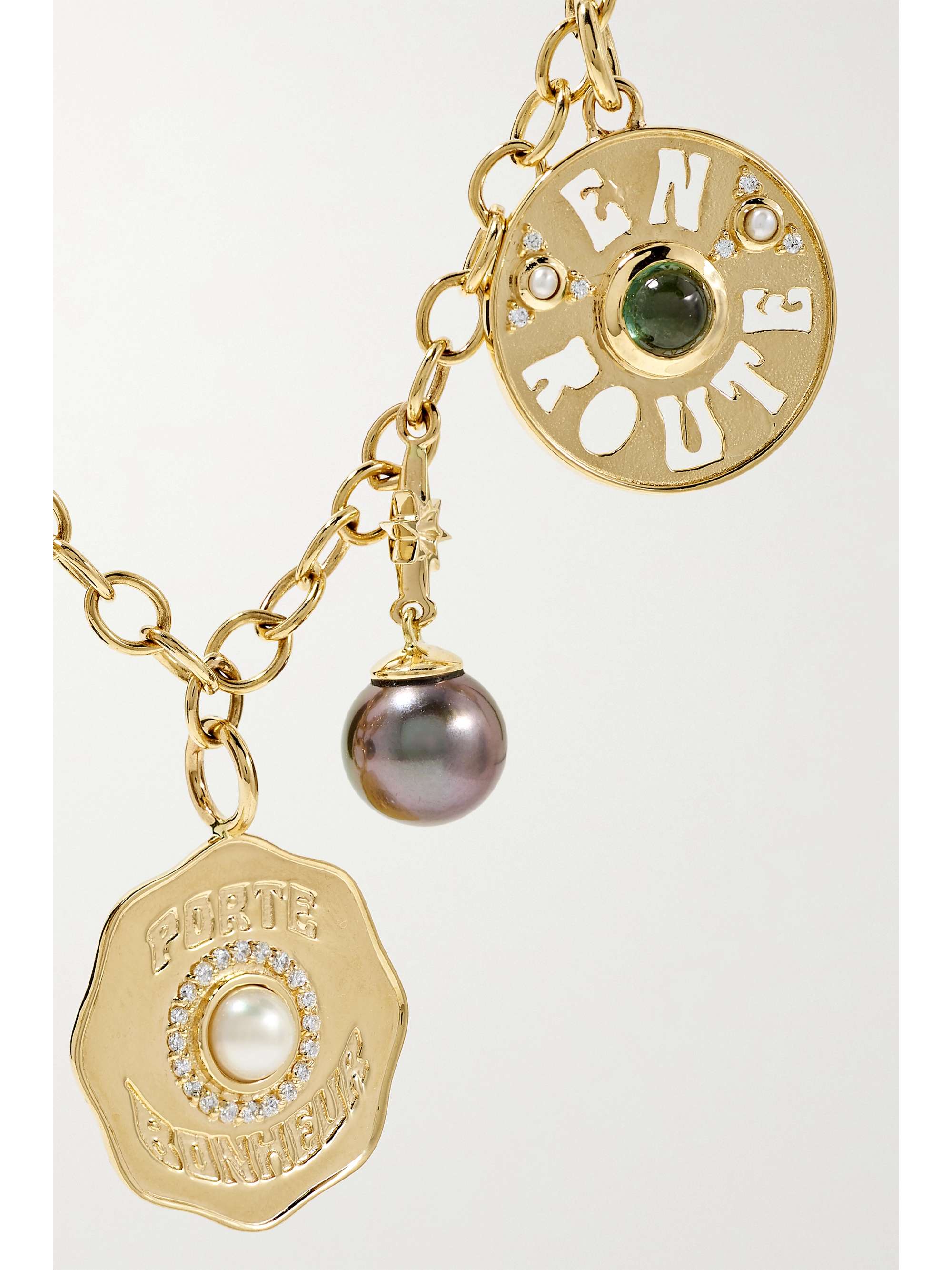 MARLO LAZ Coin 14-karat gold multi-stone necklace